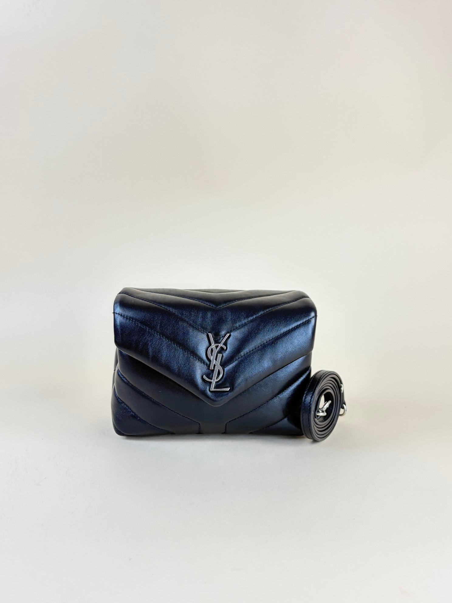 YSL Black Quilted Monogram Crossbody Loulou Toy Bag