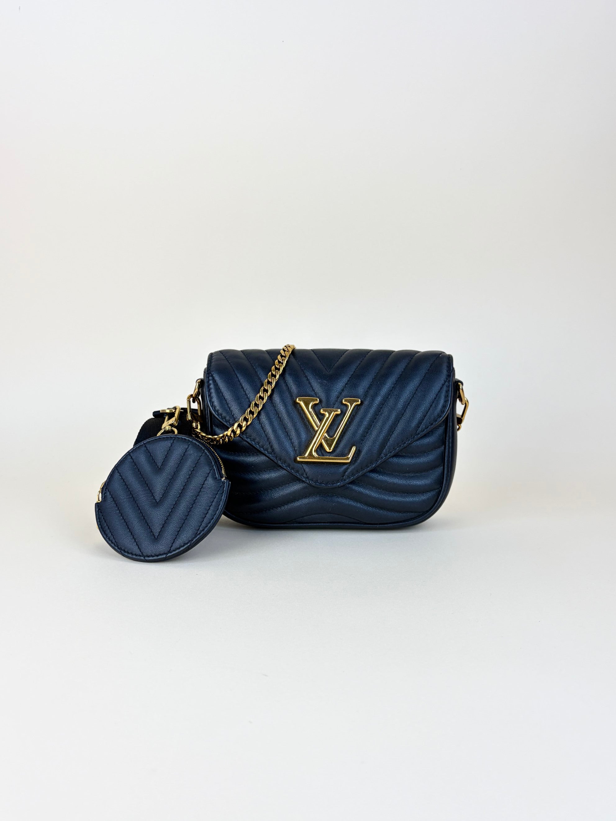 louis Vuitton black calfskin new wave multi pochette bag
