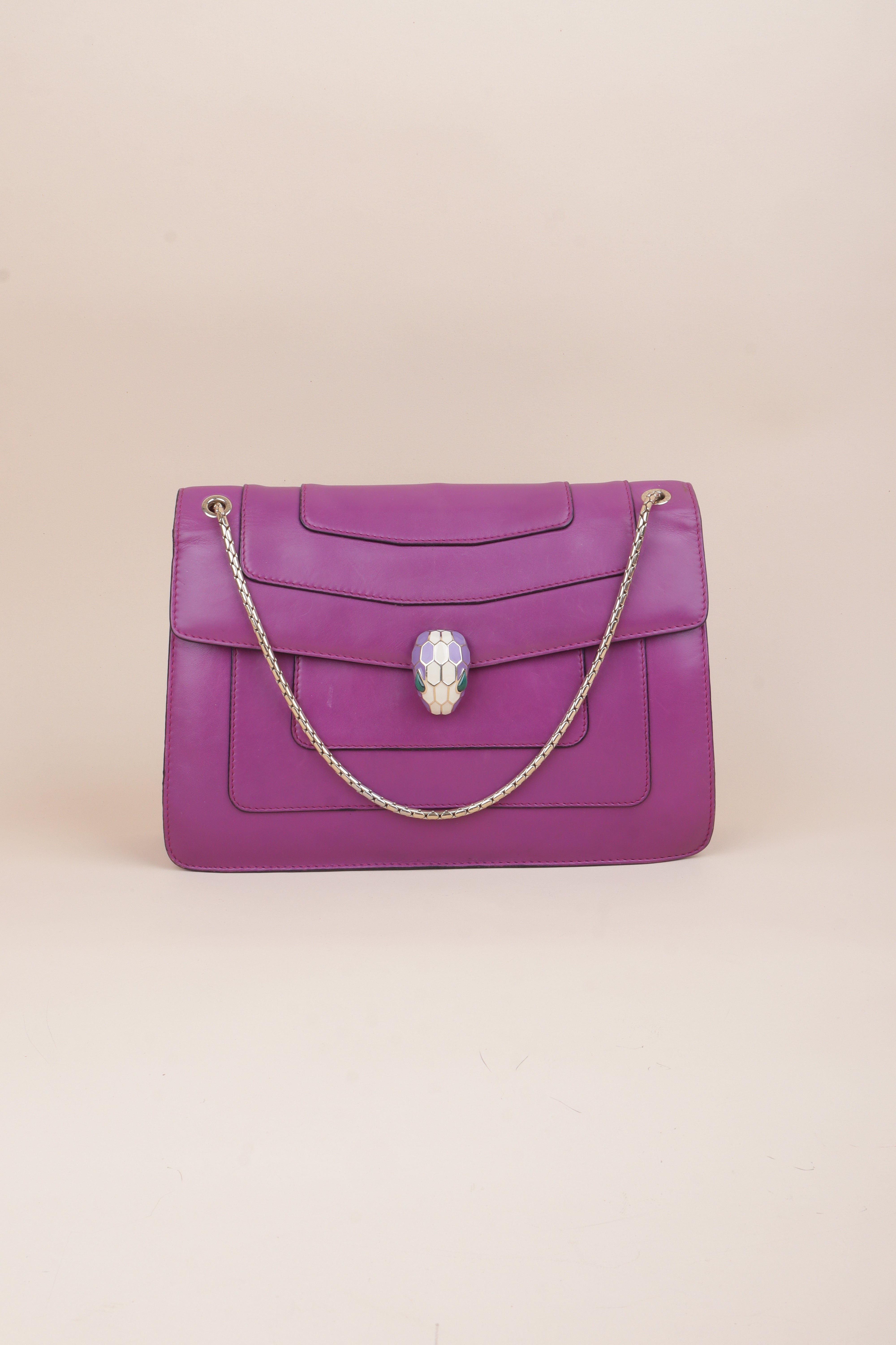 Bvlgari Purple Serpenti Forever Large Shoulder Bag