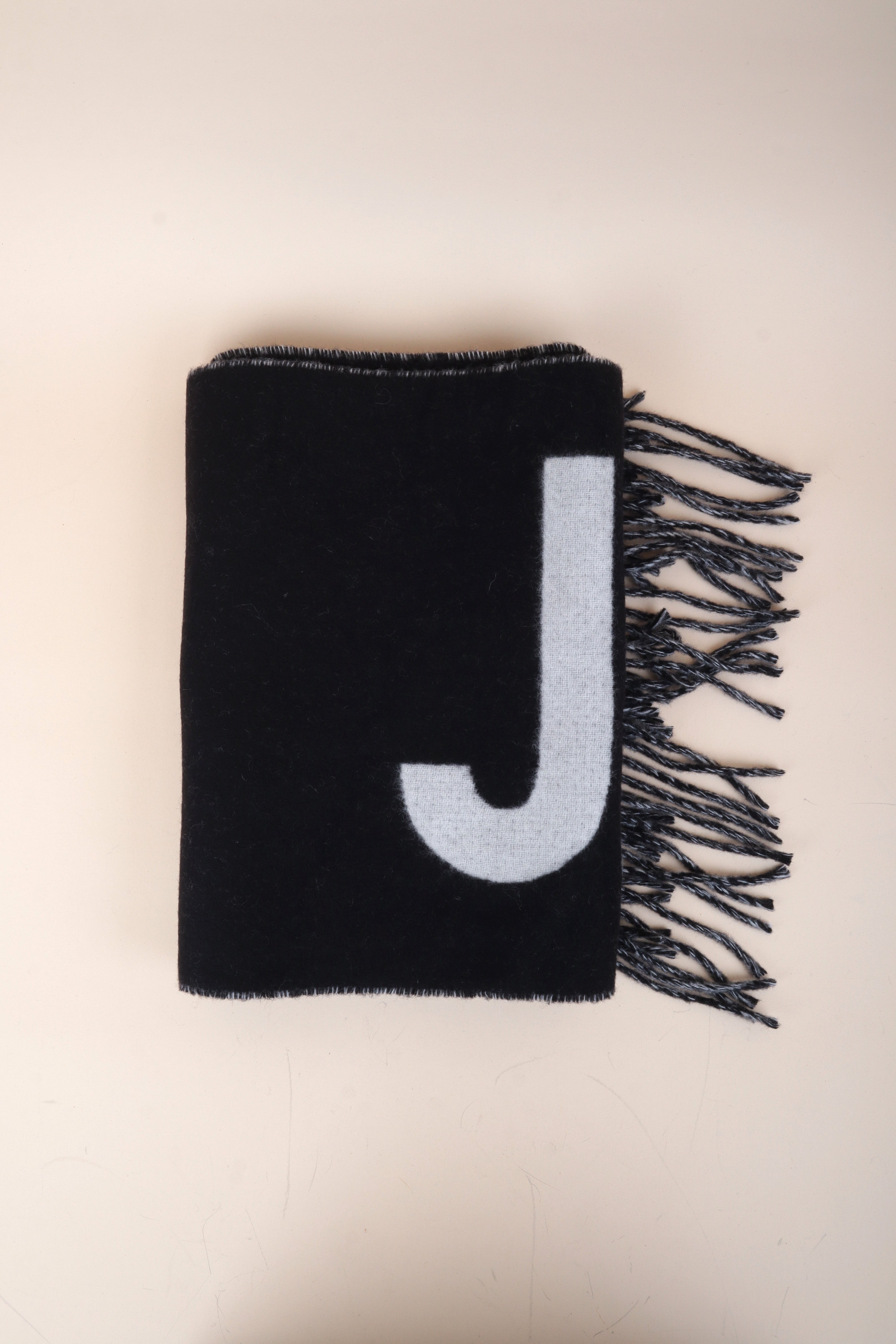 Jacquemus Bicolor Fringe Logo Wool Scarf