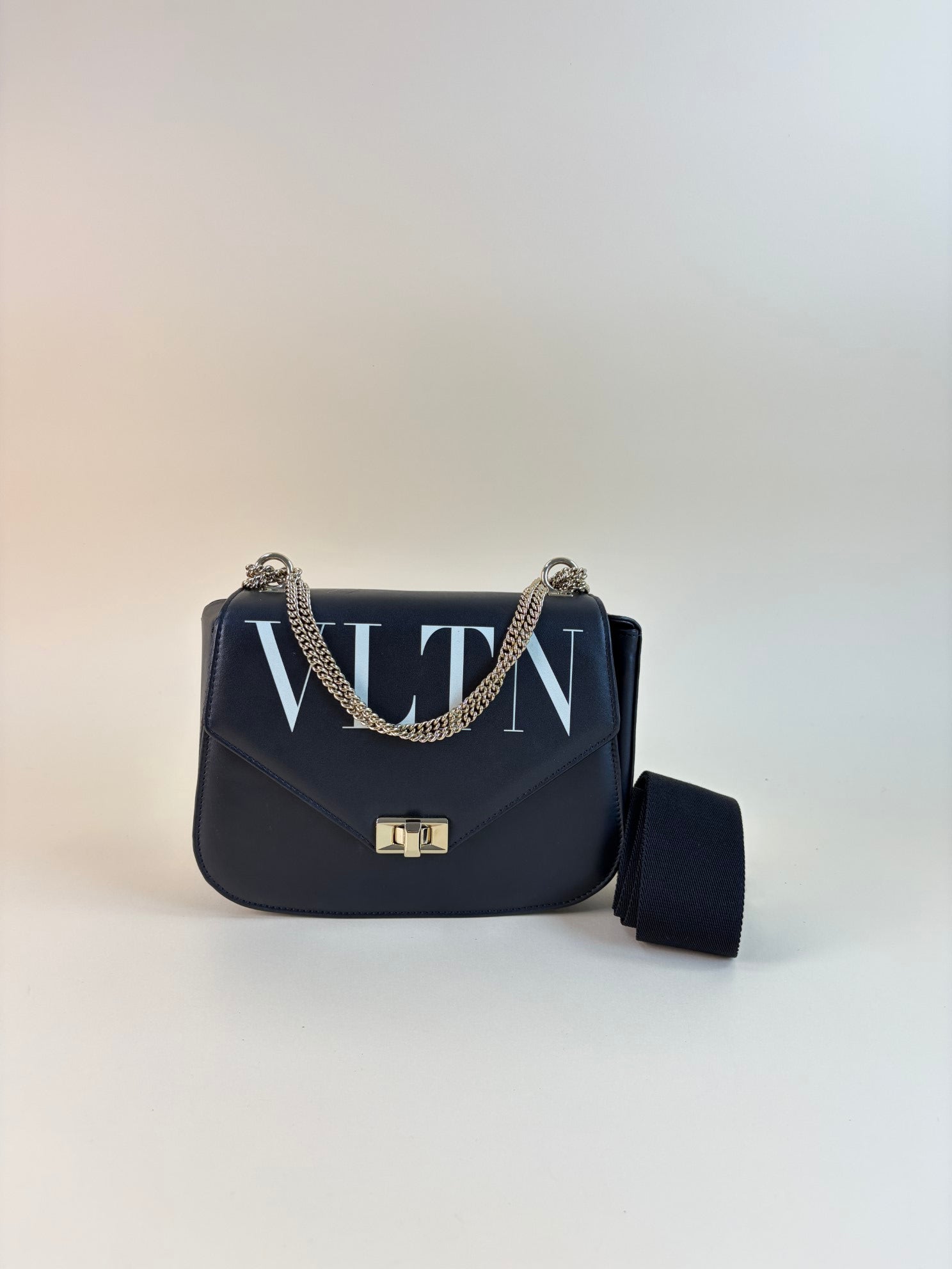 Valentino printed vl tv black studded saddle Shoulder Bag
