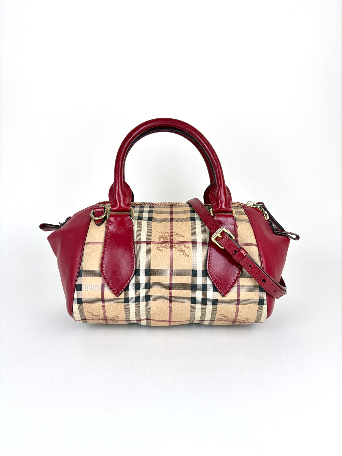 Burberry red leather small Blaze Haymarket Tote Bag