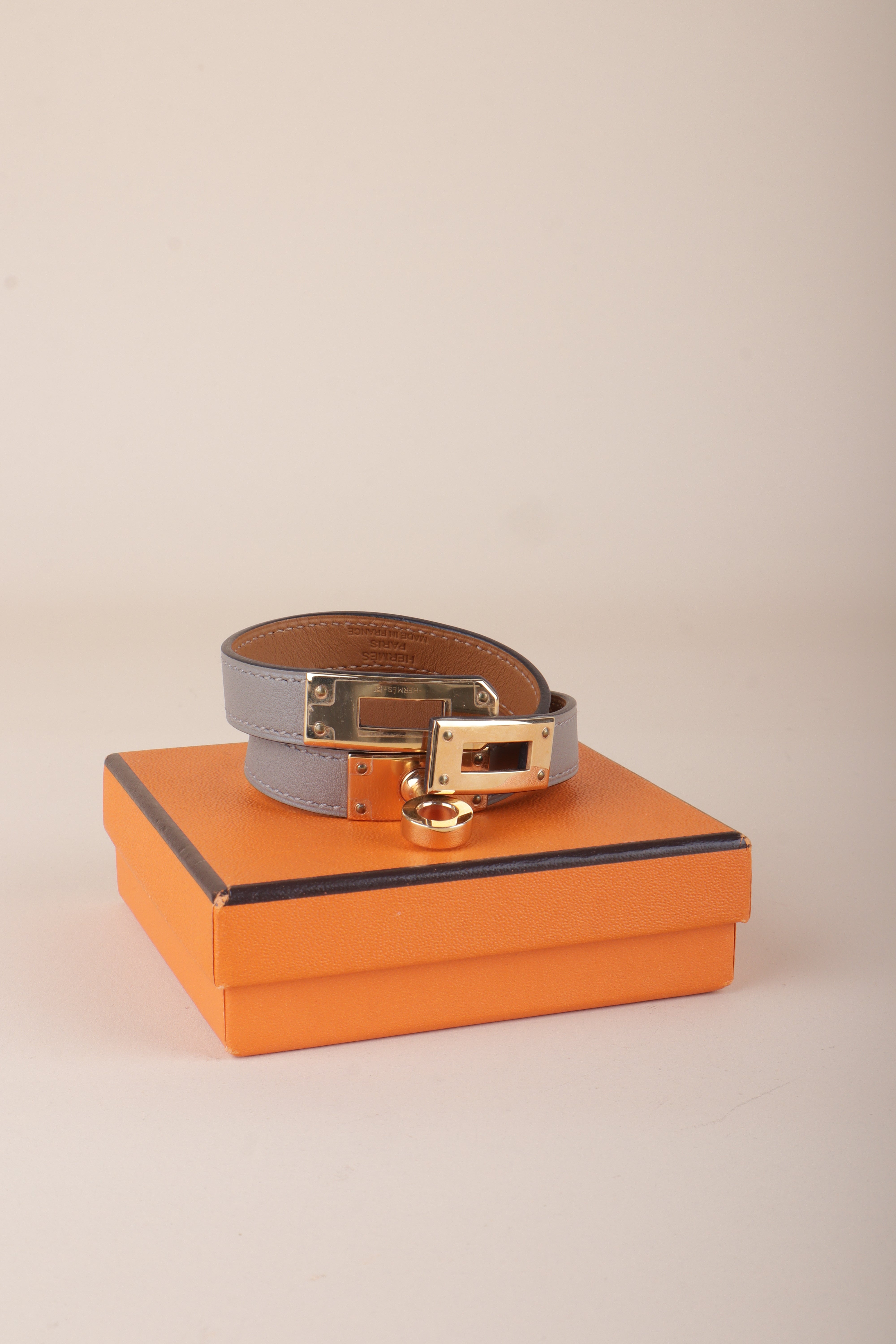 Hermes Gris Asphalt Kelly Double Tour Bracelet