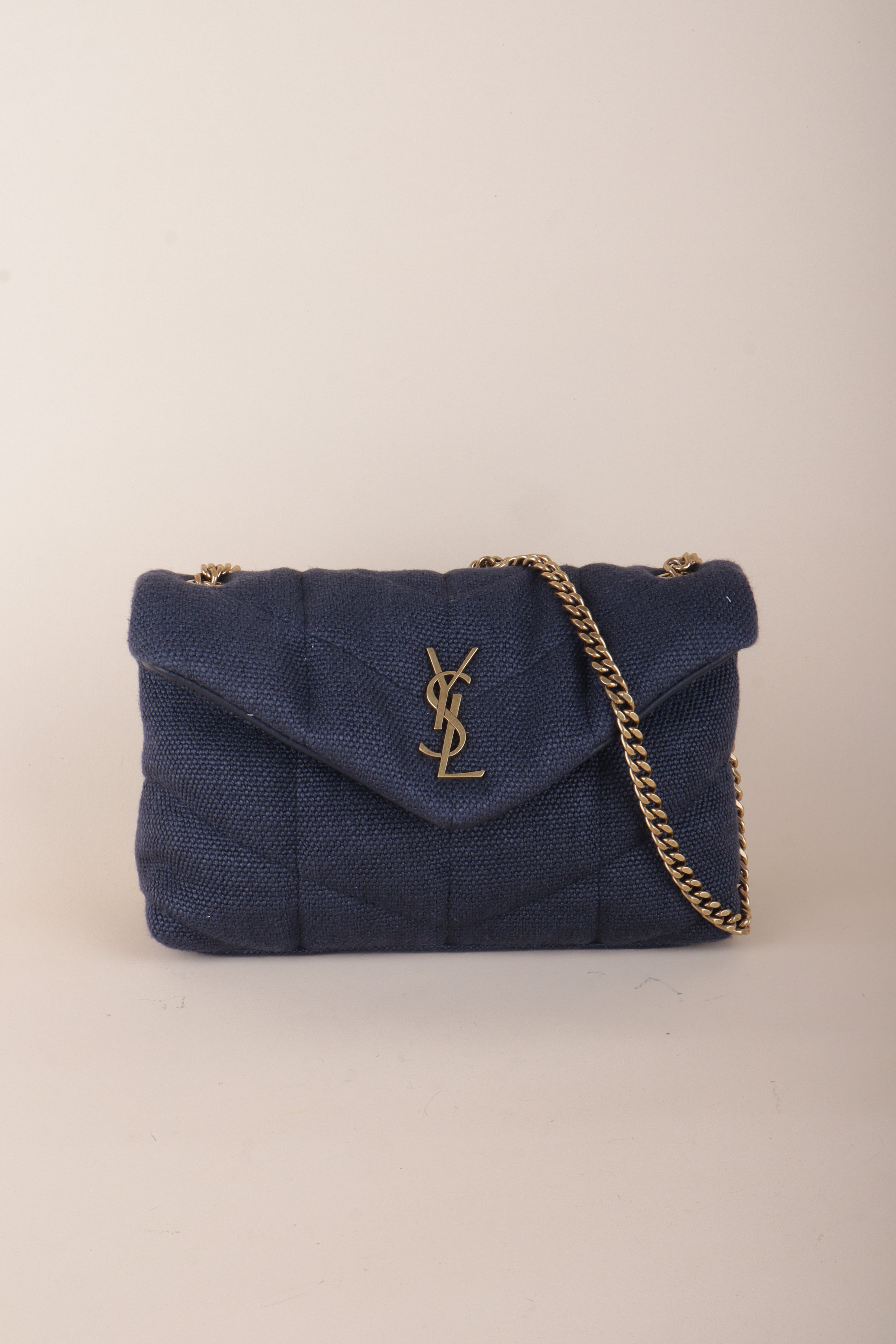 YSL navy blue Puffer Toy Fabric Shoulder bag