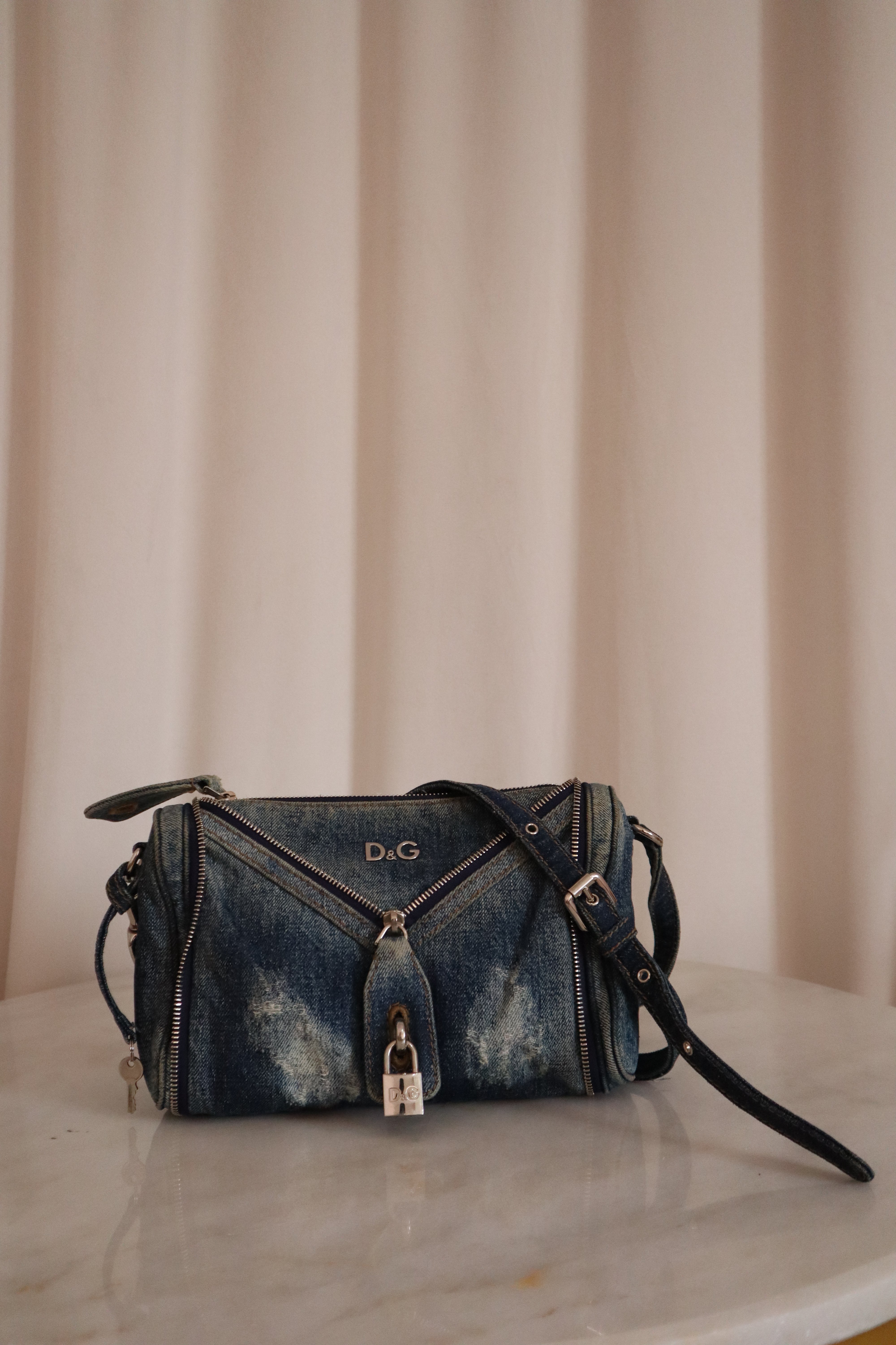 Dolce & Gabbana Blue Denim Zippy Bag