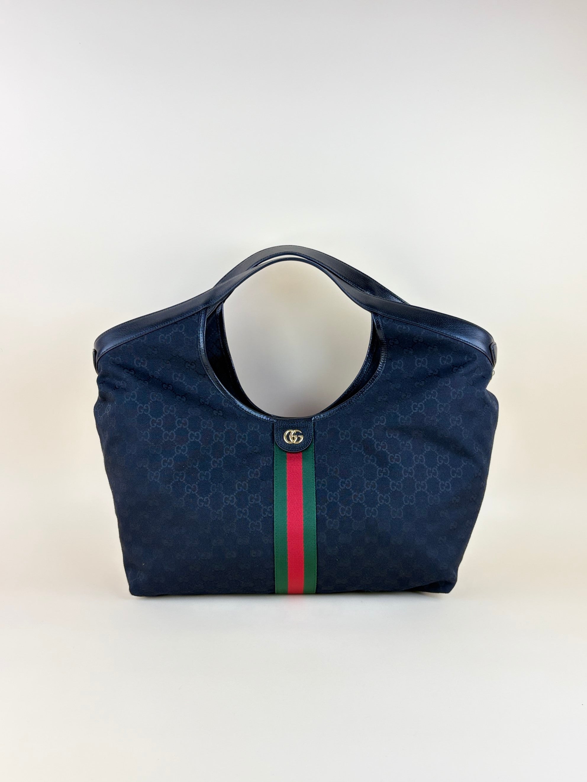 Gucci black gg monogram canvas Ophidia Giglio large tote bag