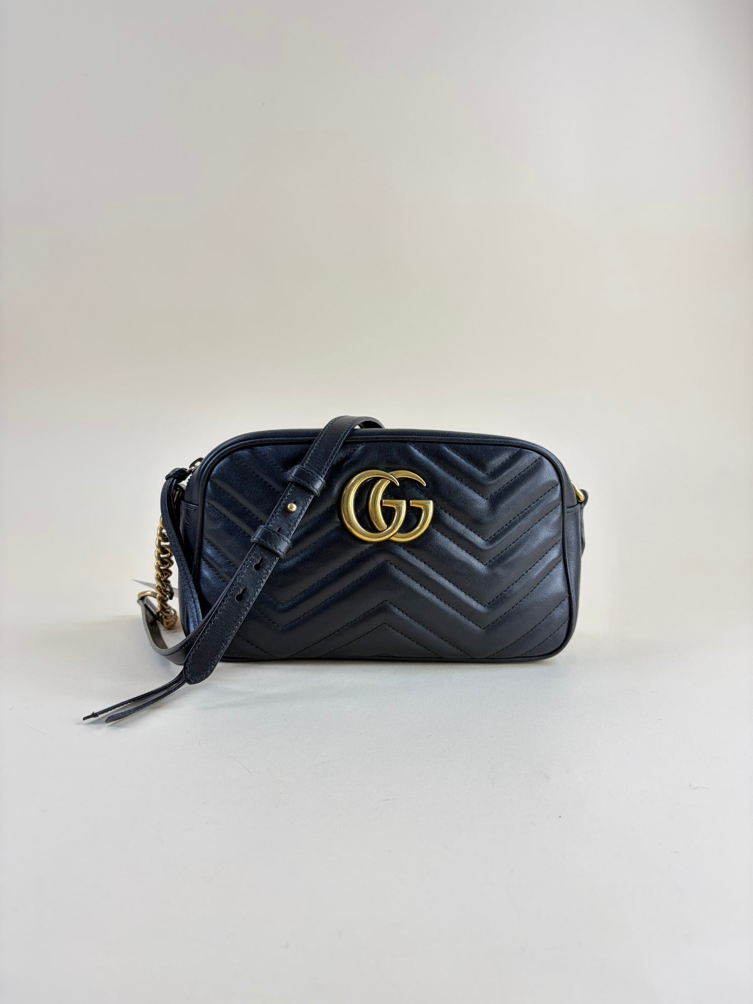 Gucci Black GG Marmont Camera Small Shoulder Bag