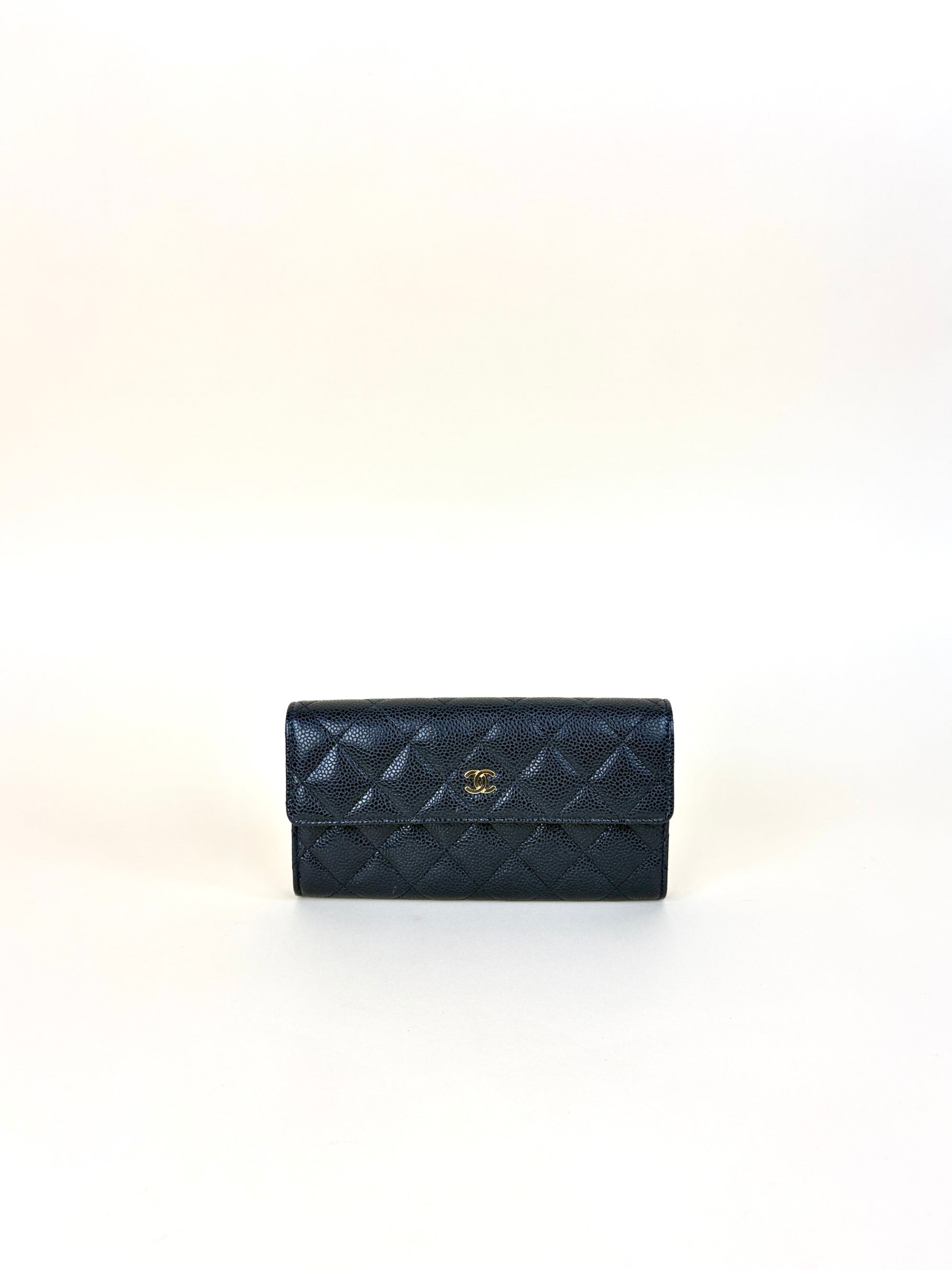 Chanel Black Quilted Large Gusset Flap Wallet