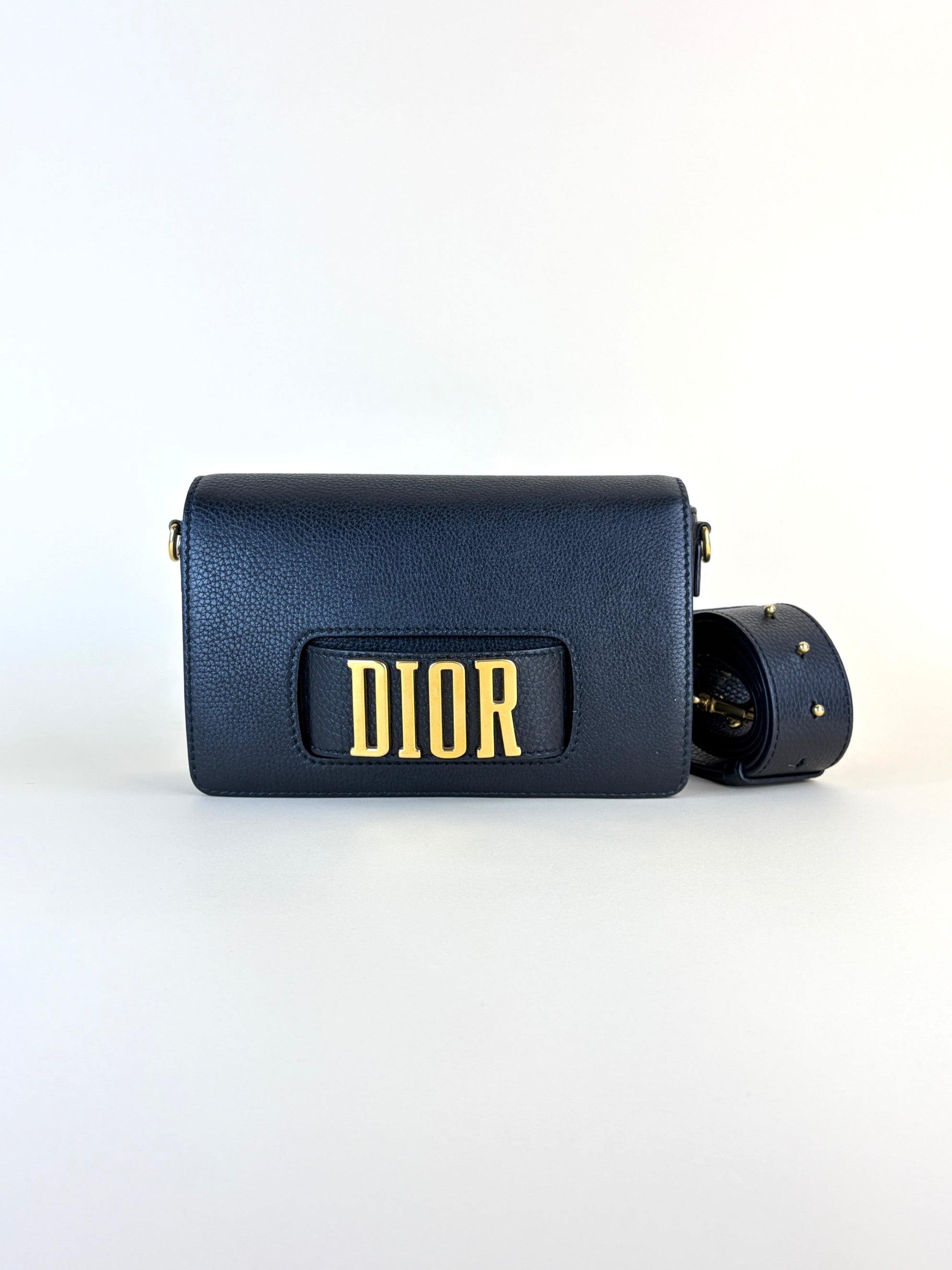 Dior black grained calfskin Dior evolution flap bag