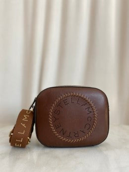 Stella Mccartney Brown Mini Logo Camera Crossbody bag