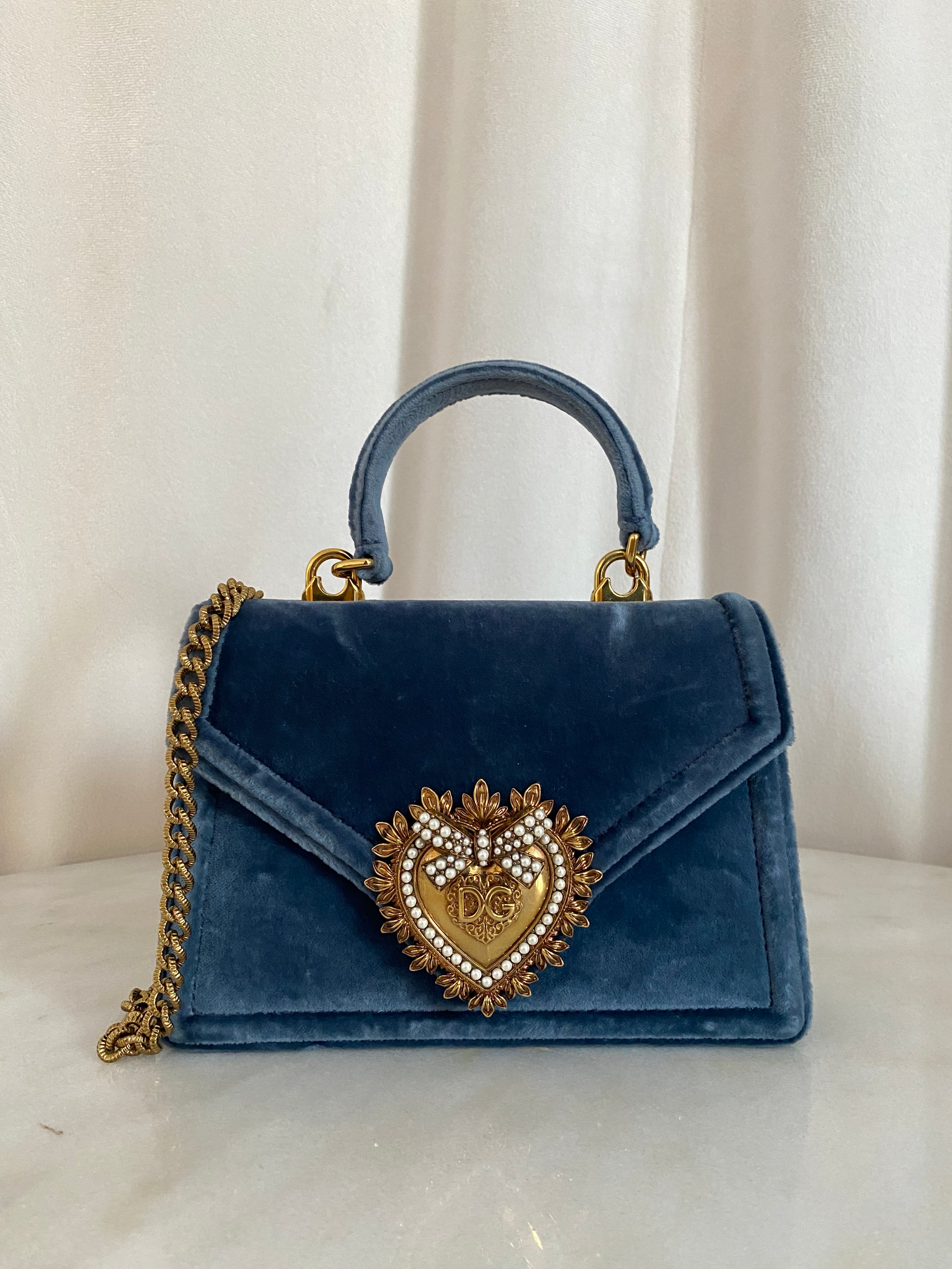 Dolce & Gabbana Blue Velvet Devotion Mini Crossbody Bag