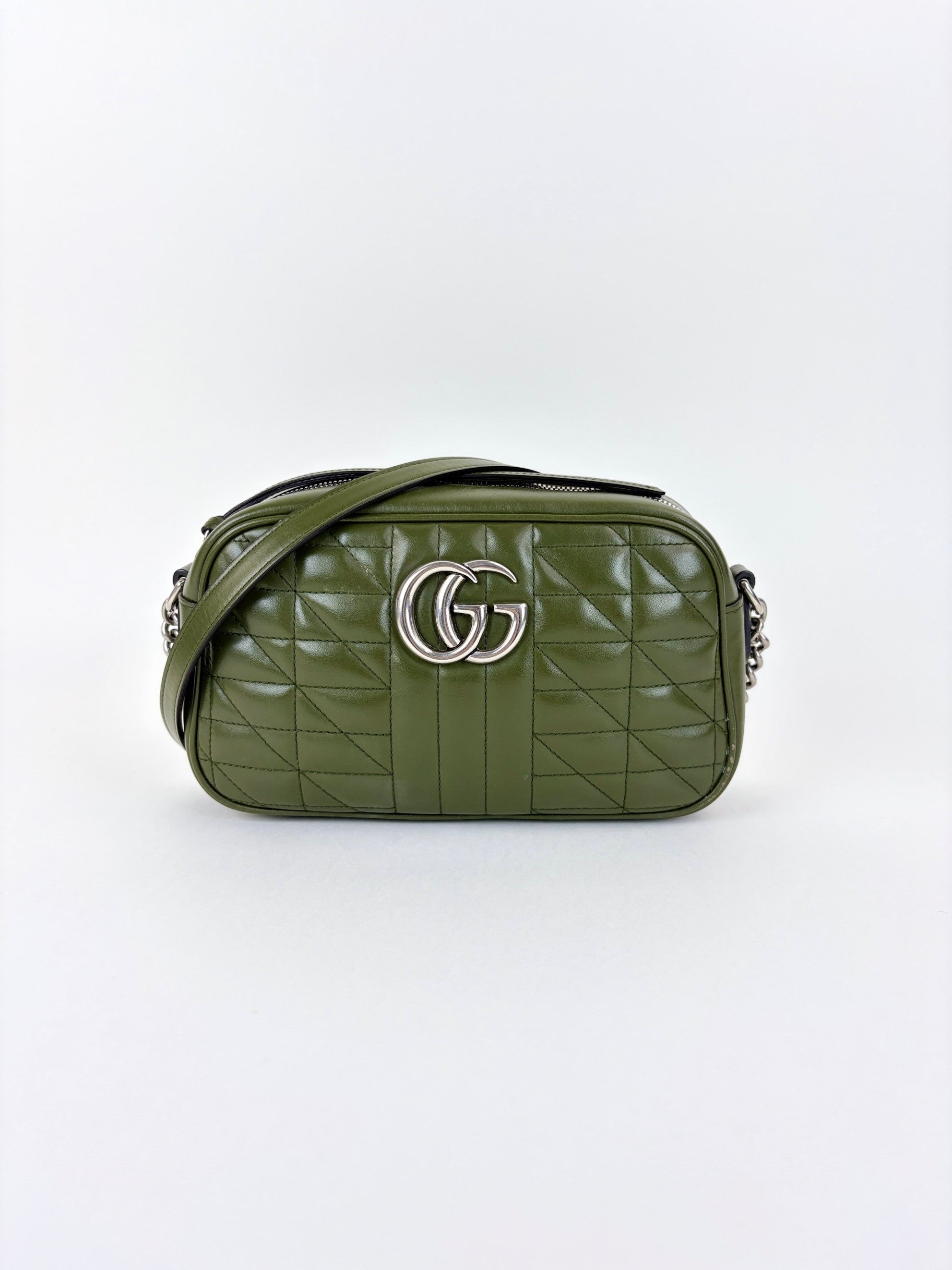 Gucci olive marmont matelasse camera cross body