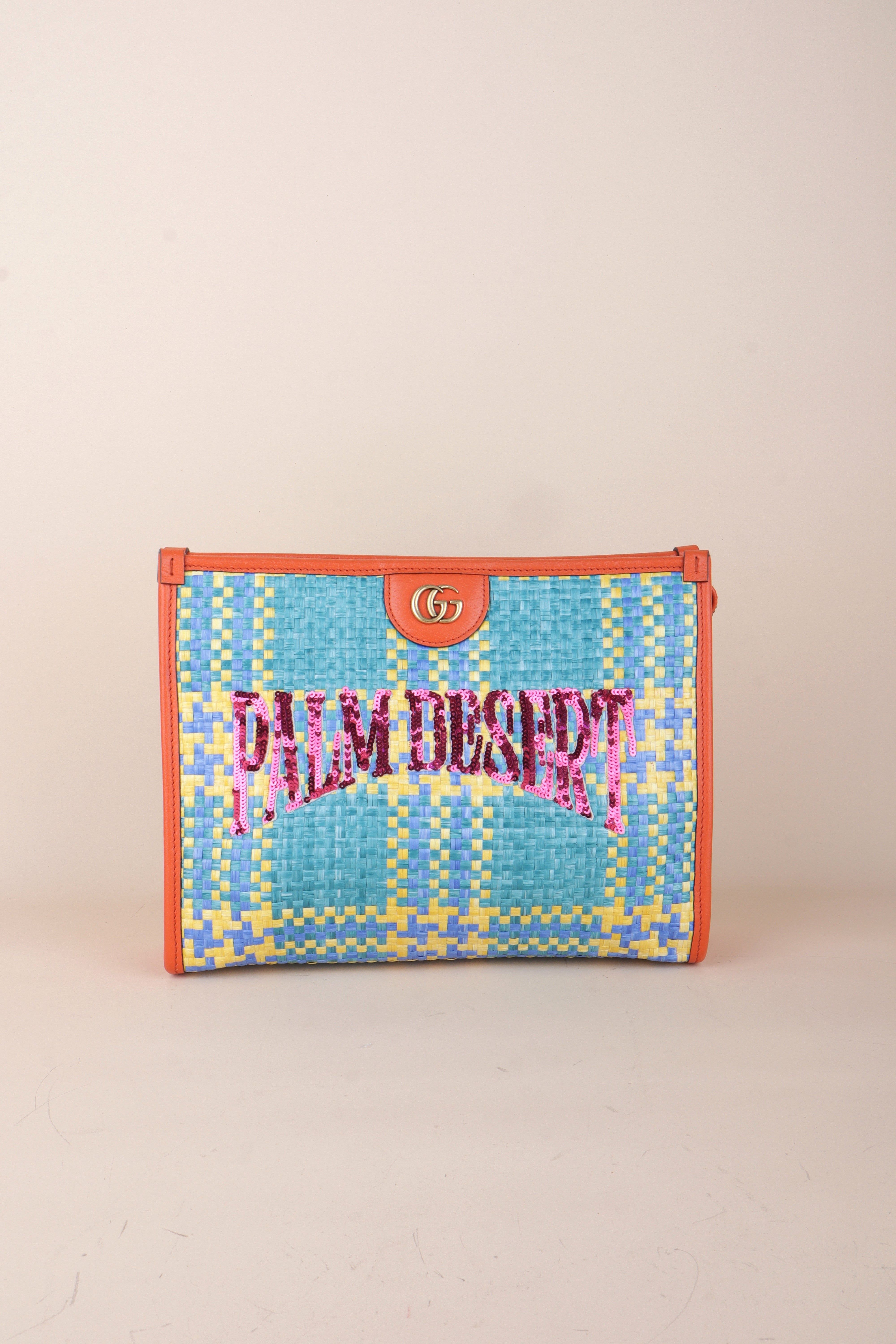 GUCCI Miami raffia sequins beauty case