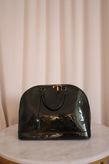 Louis Vuitton Dark Green Monogram Vernis Alma GM Top Handle Bag