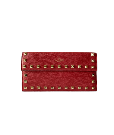 Valentino Red Studded Rockstud Wallet