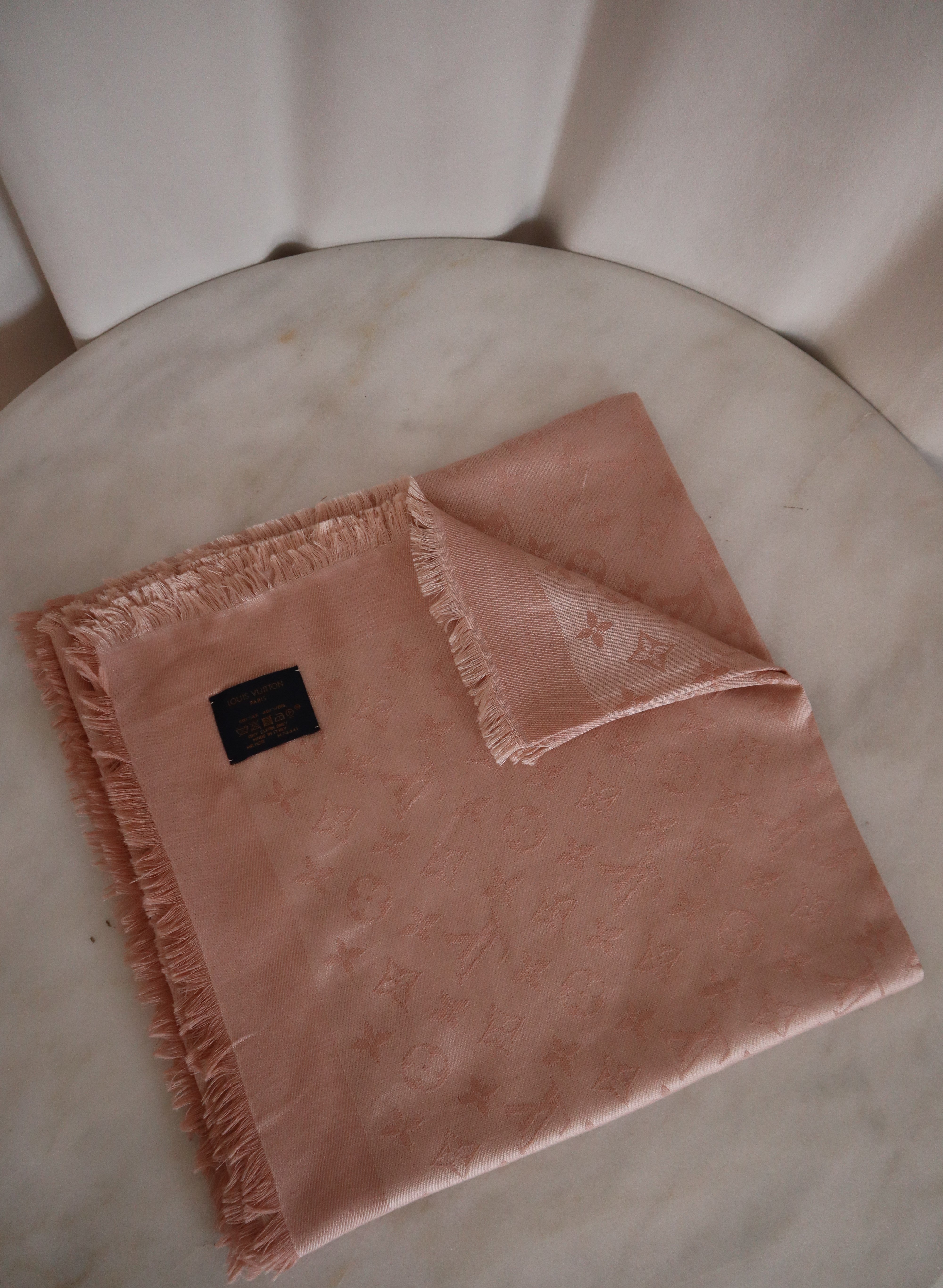 Louis Vuitton Nude Silk Wool Scarf