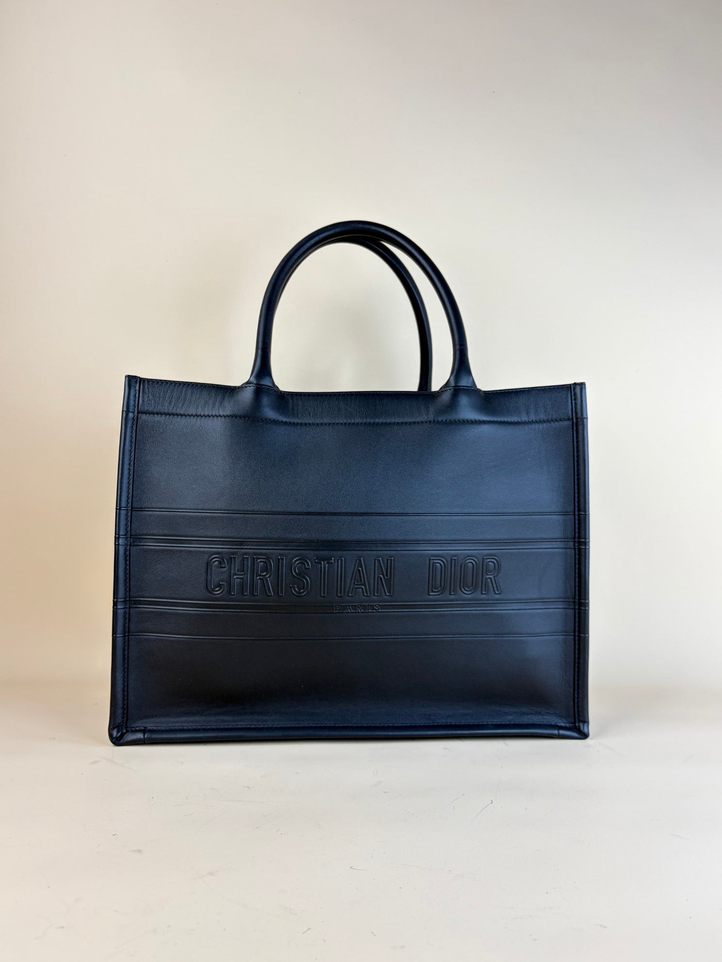 Christian Dior meduim book tote black leather-top handle-Christian Dior-The Closet Egypt
