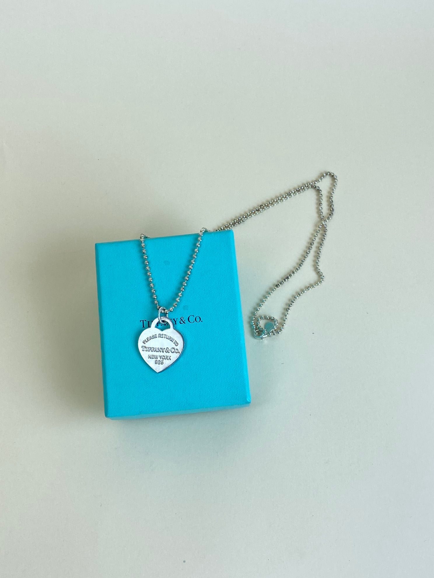 Tiffany & Co. Silver Return To Tiffany Heart Tag Bead Chain Necklace