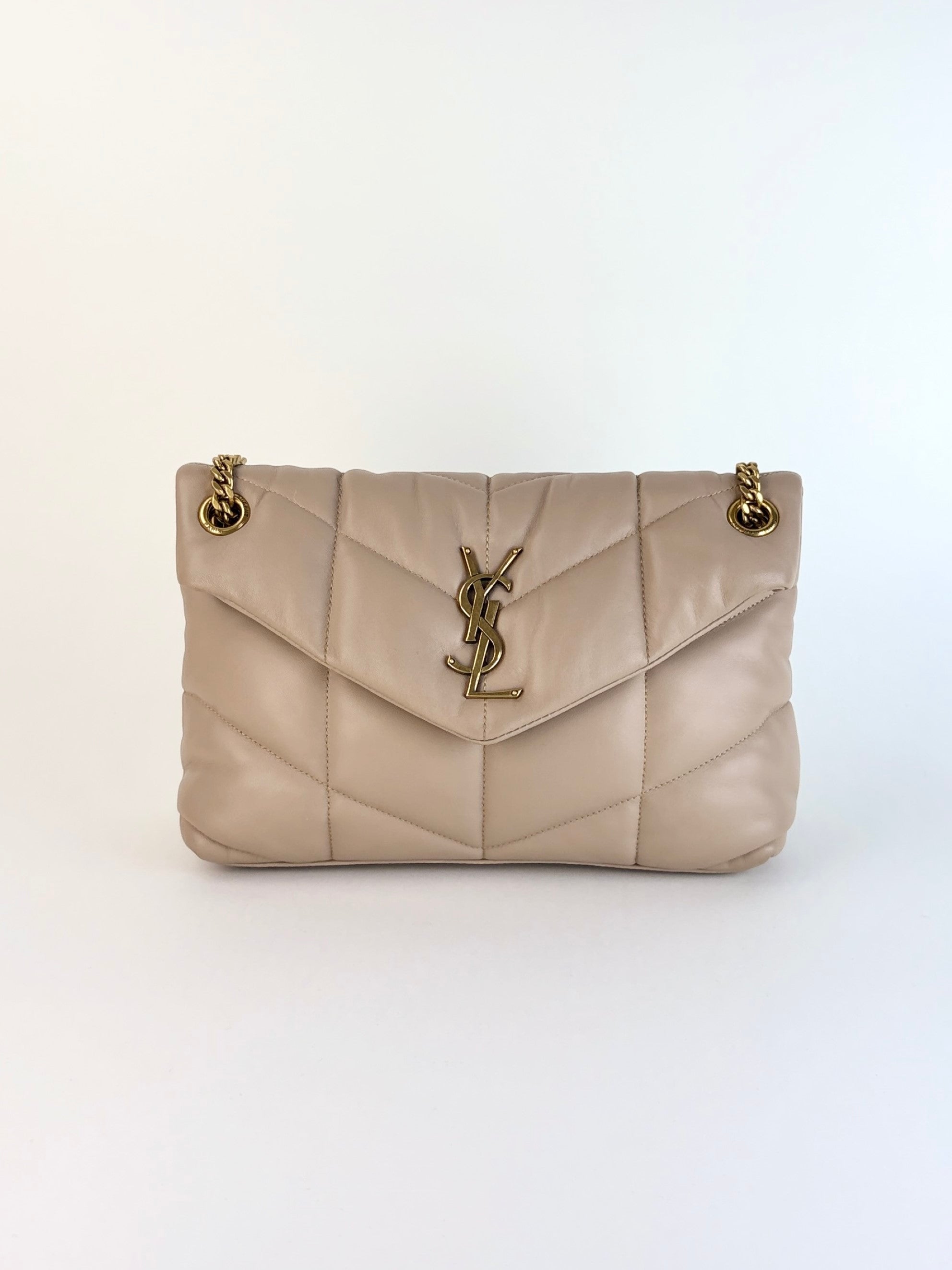 YSL beige Puffer Small in lambskin Shoulder Bag