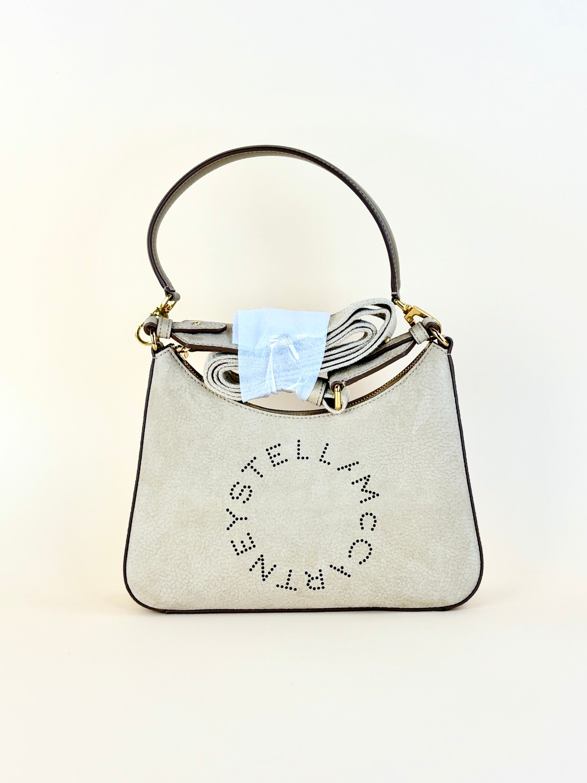 Stella McCartney neutrals suede small logo cross body