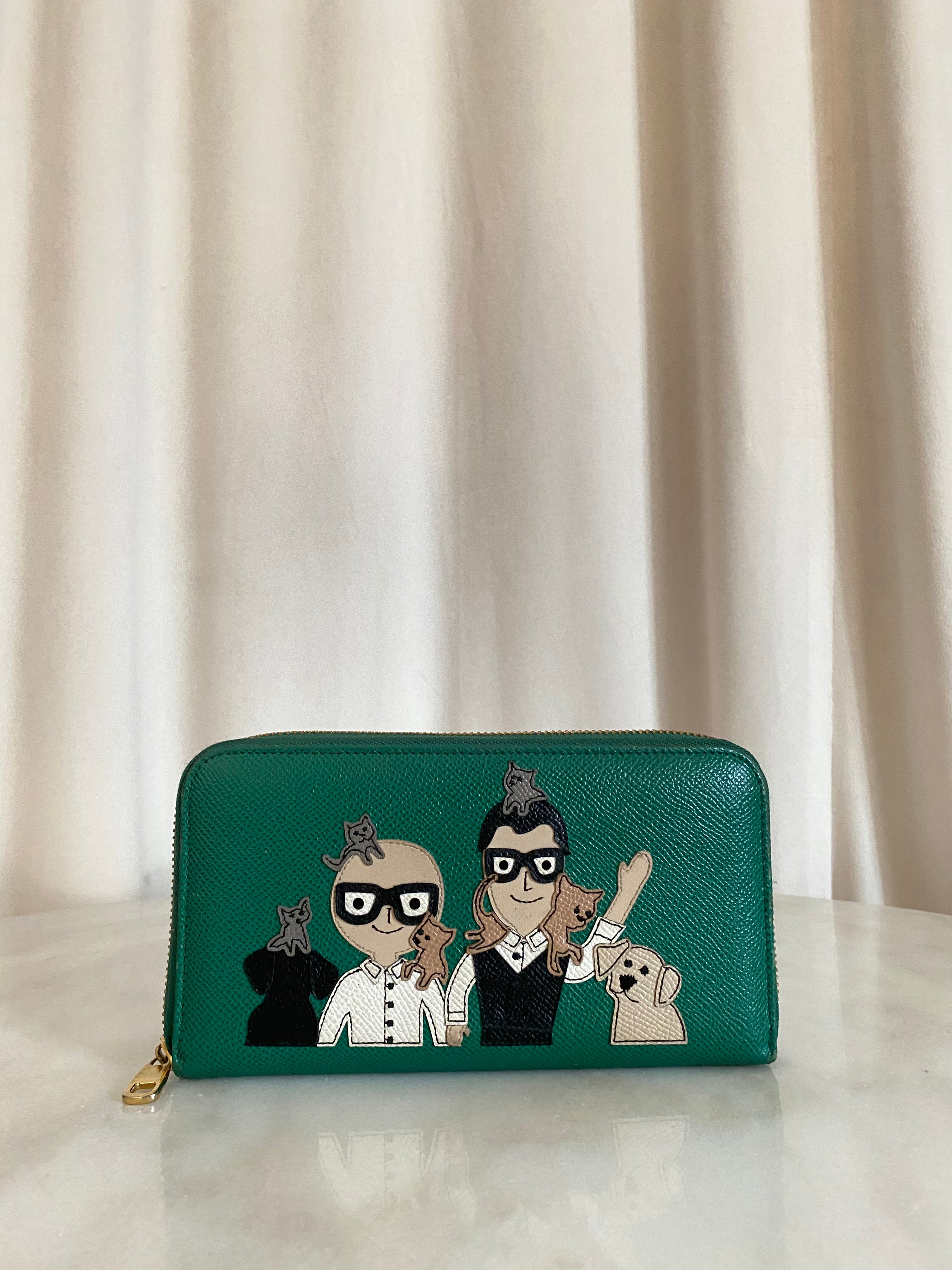 Dolce & Gabbana Green Family Patchwork Long Wallet