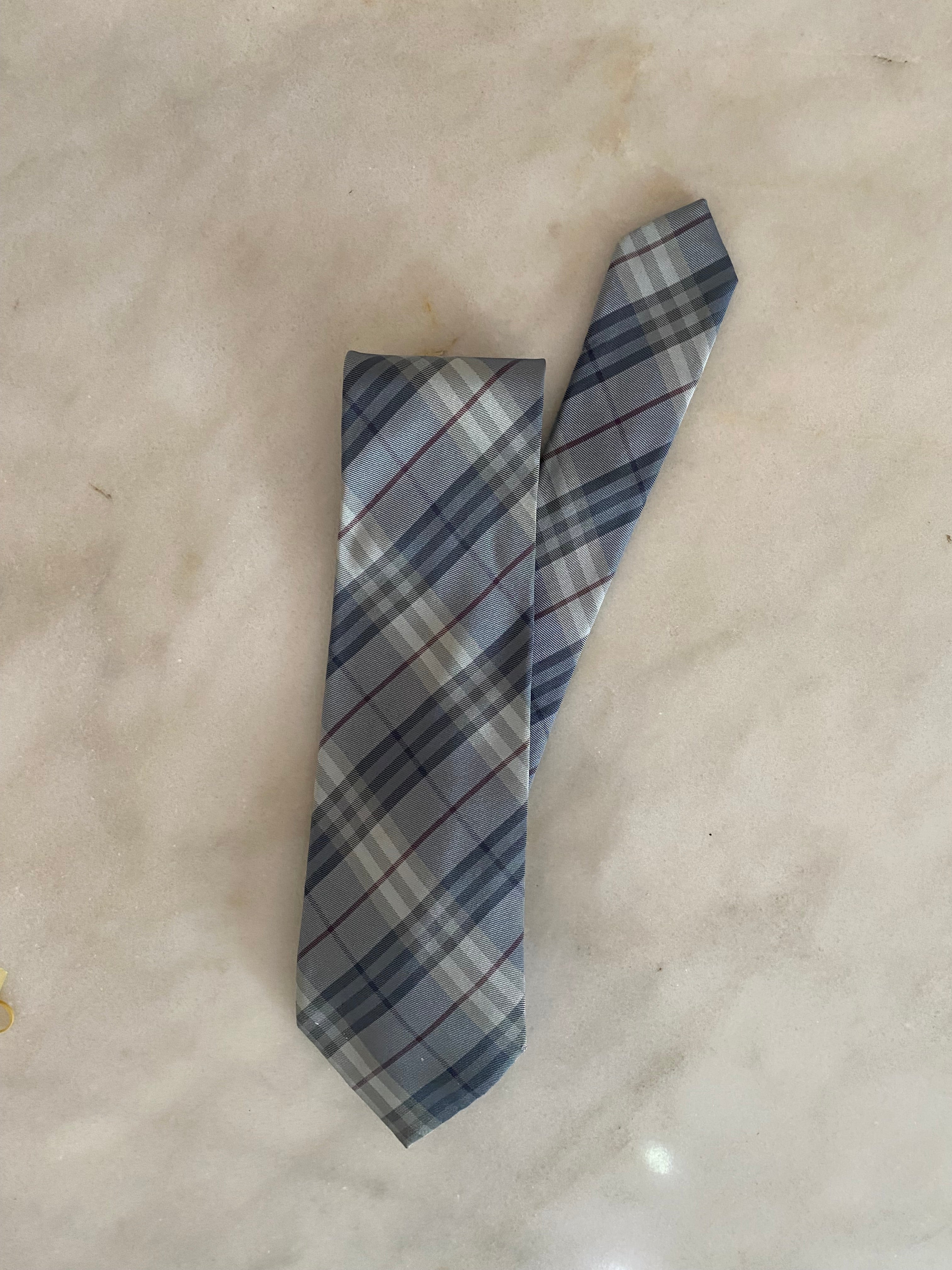 Grey burberry tie on sale