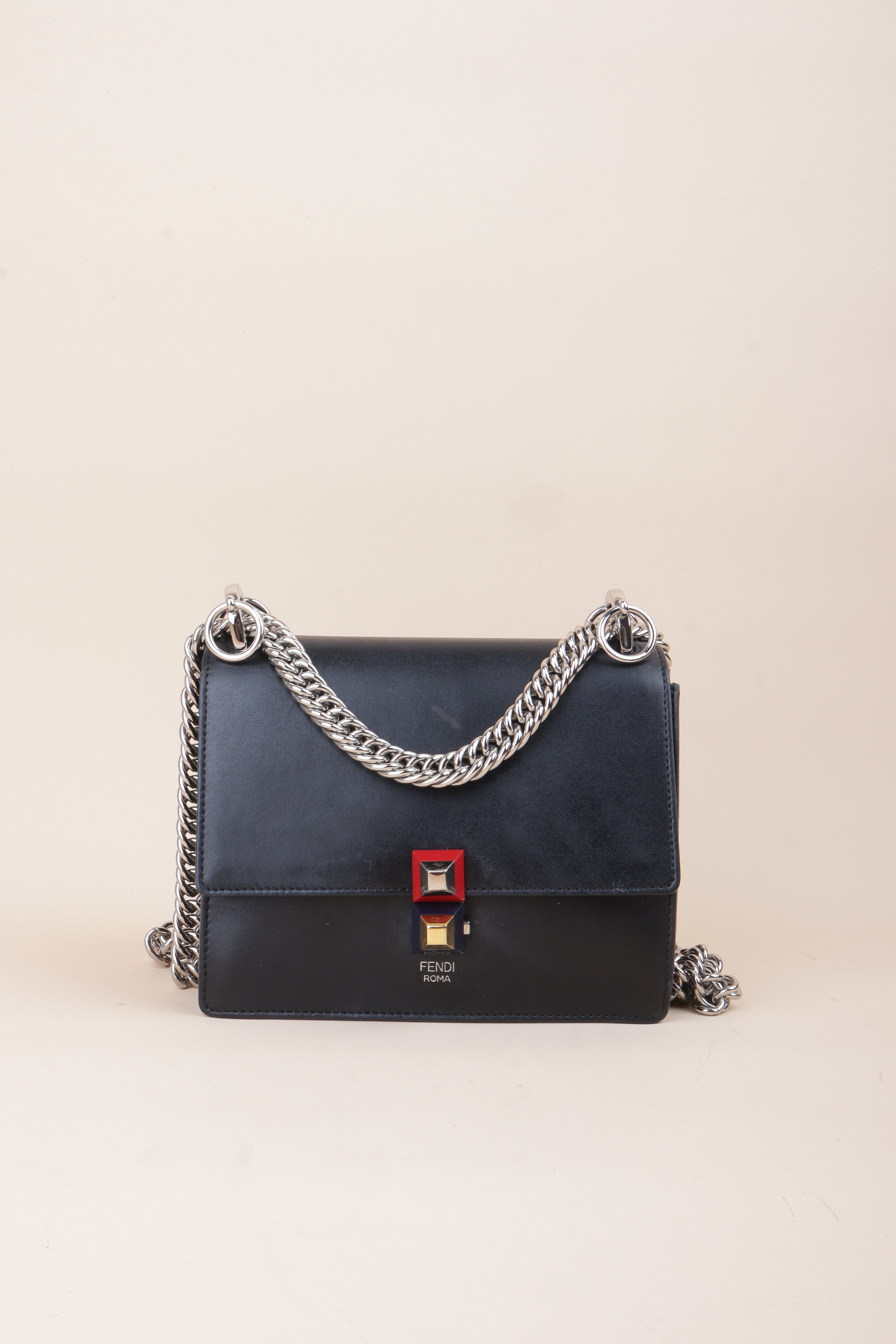 Fendi Black Mini Kan I Chain Shoulder Bag