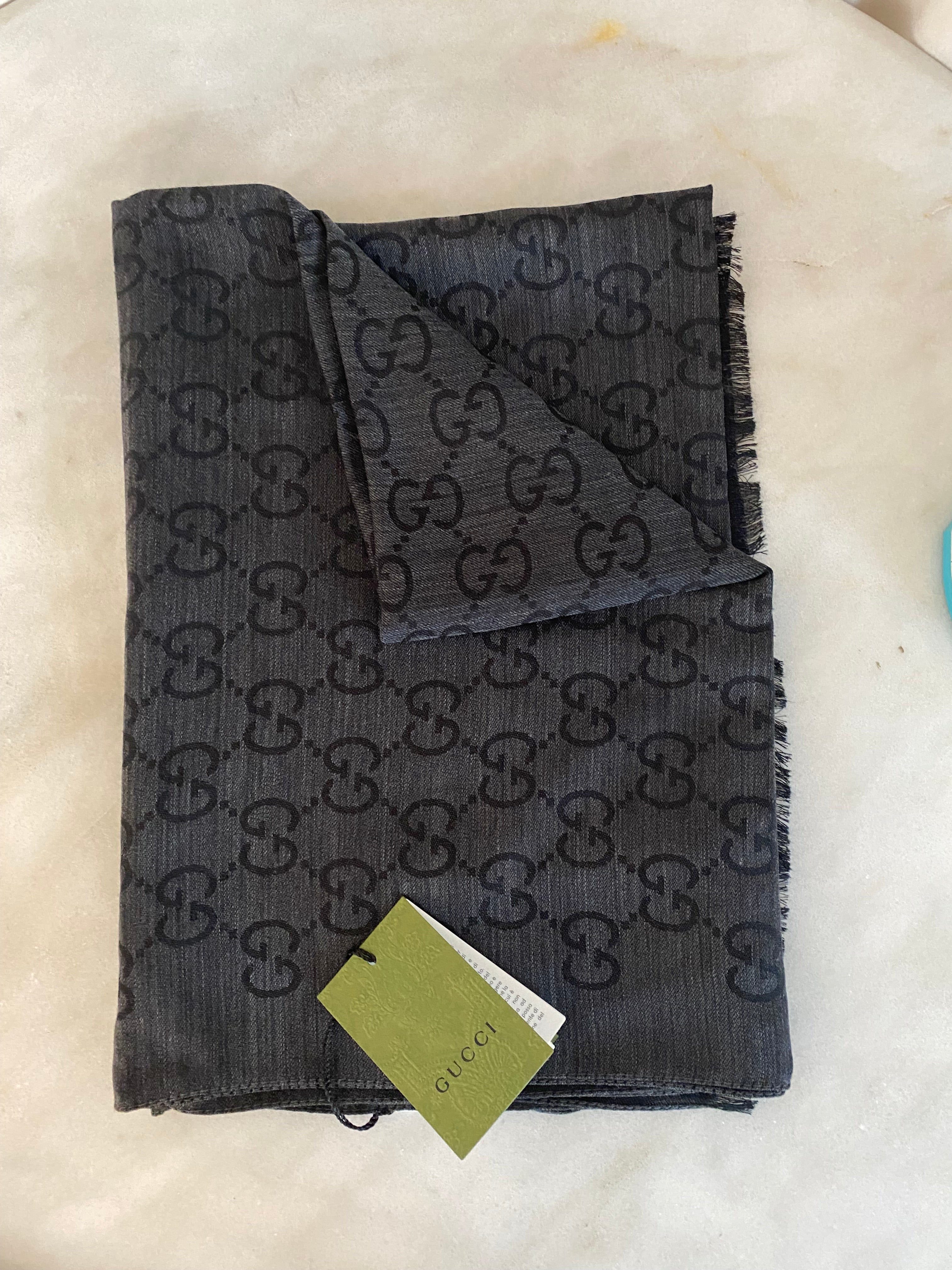 Gucci Dark Grey GG Scarf