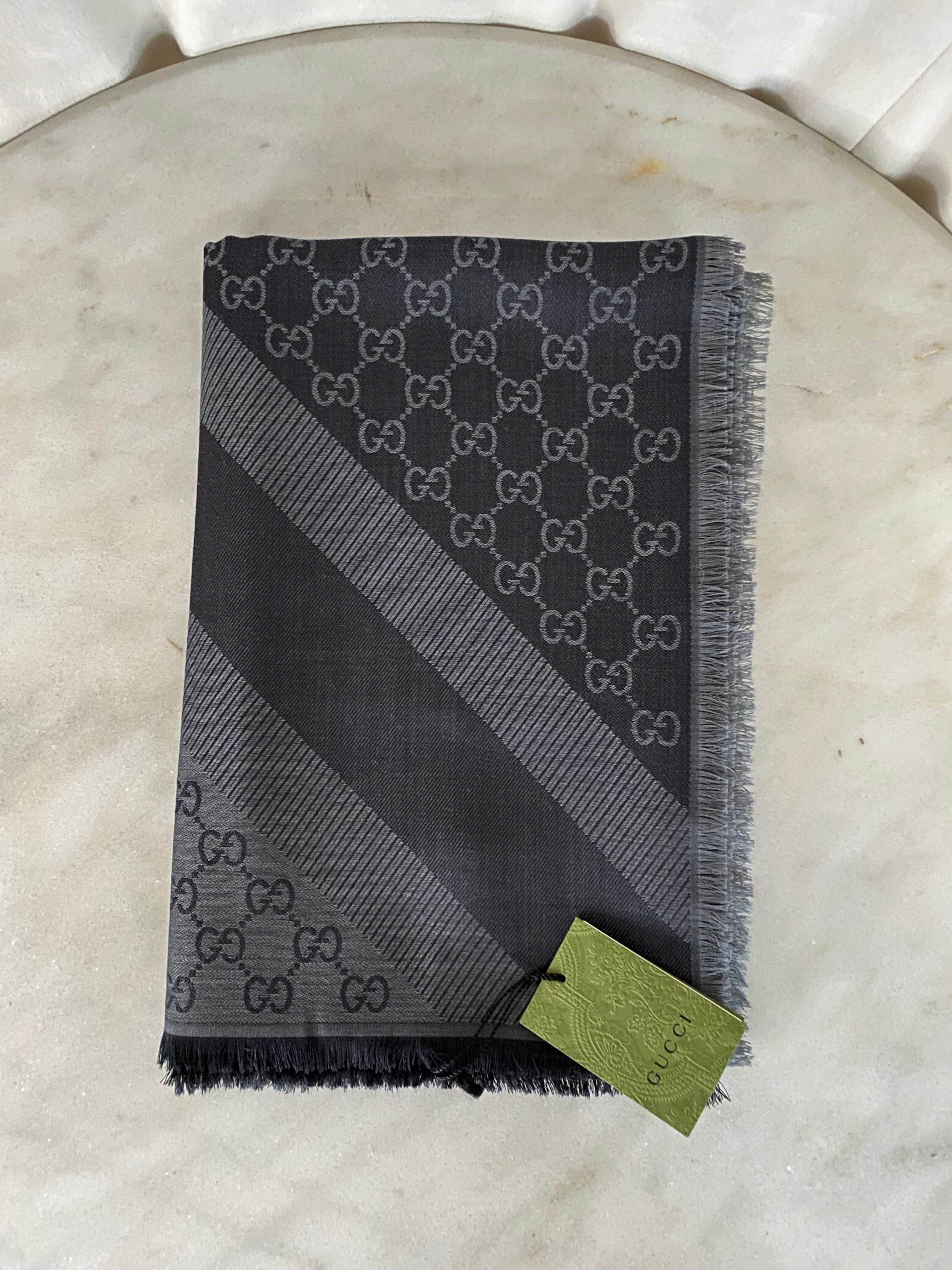 Gucci Dark Grey GG Scarf