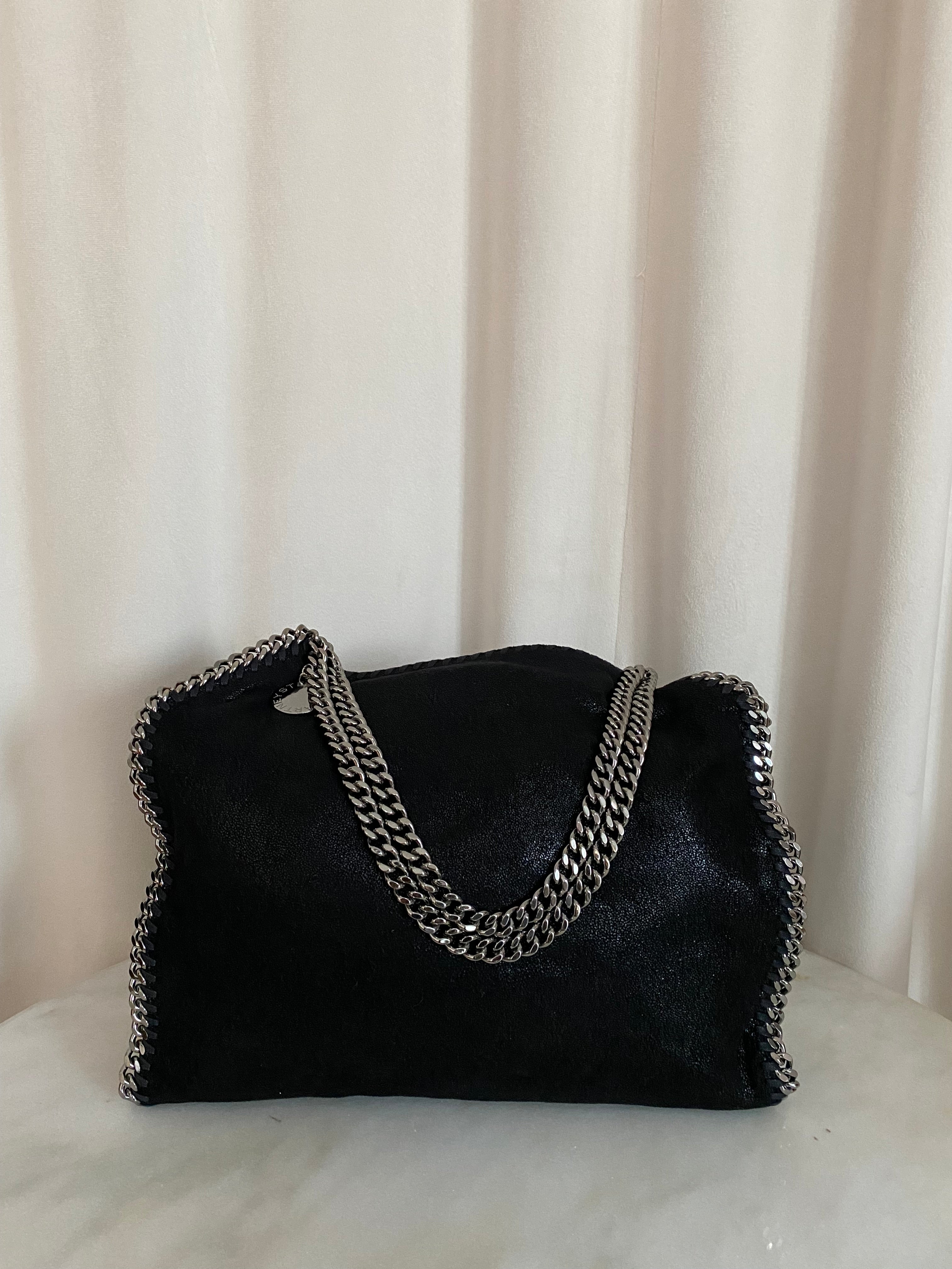 Stella Mccartney Black Falabella Medium Bag W/ Chain