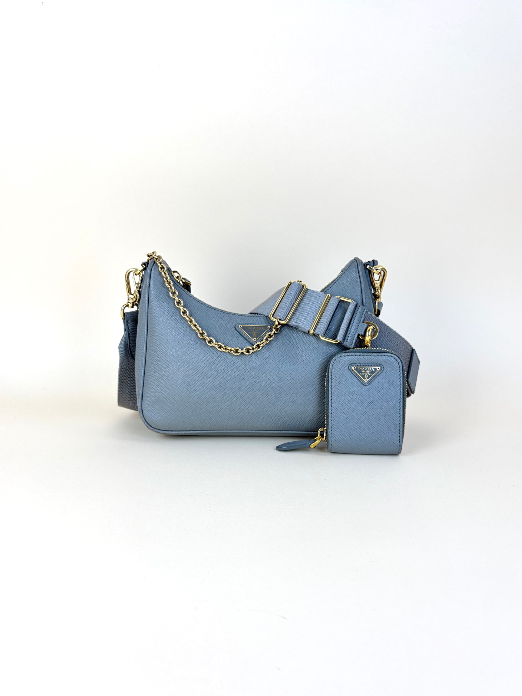 Prada cloudy grey Re-Edition 2005 Saffia no leather
