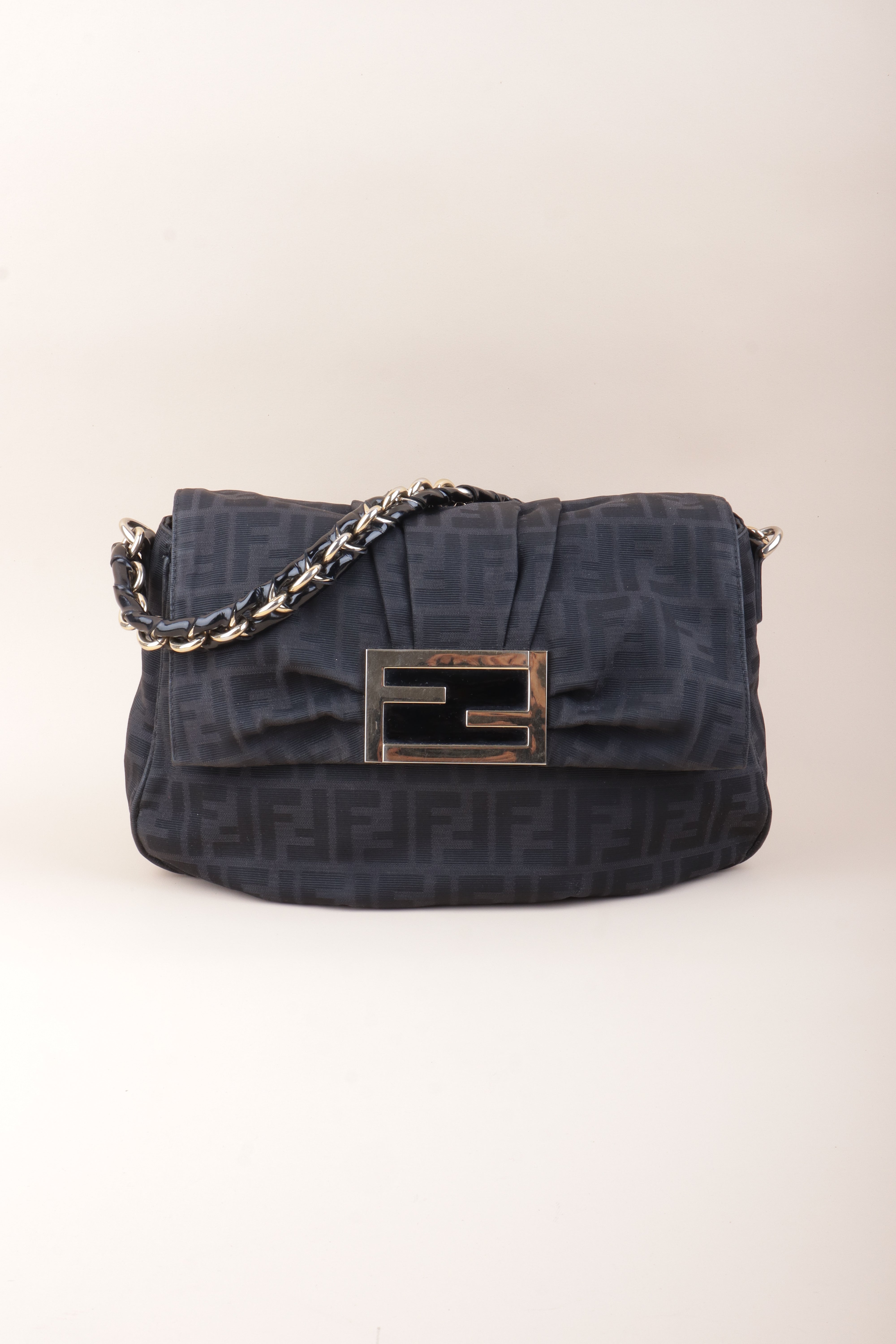 Fendi Black Mia Flap FF Shoulder Bag