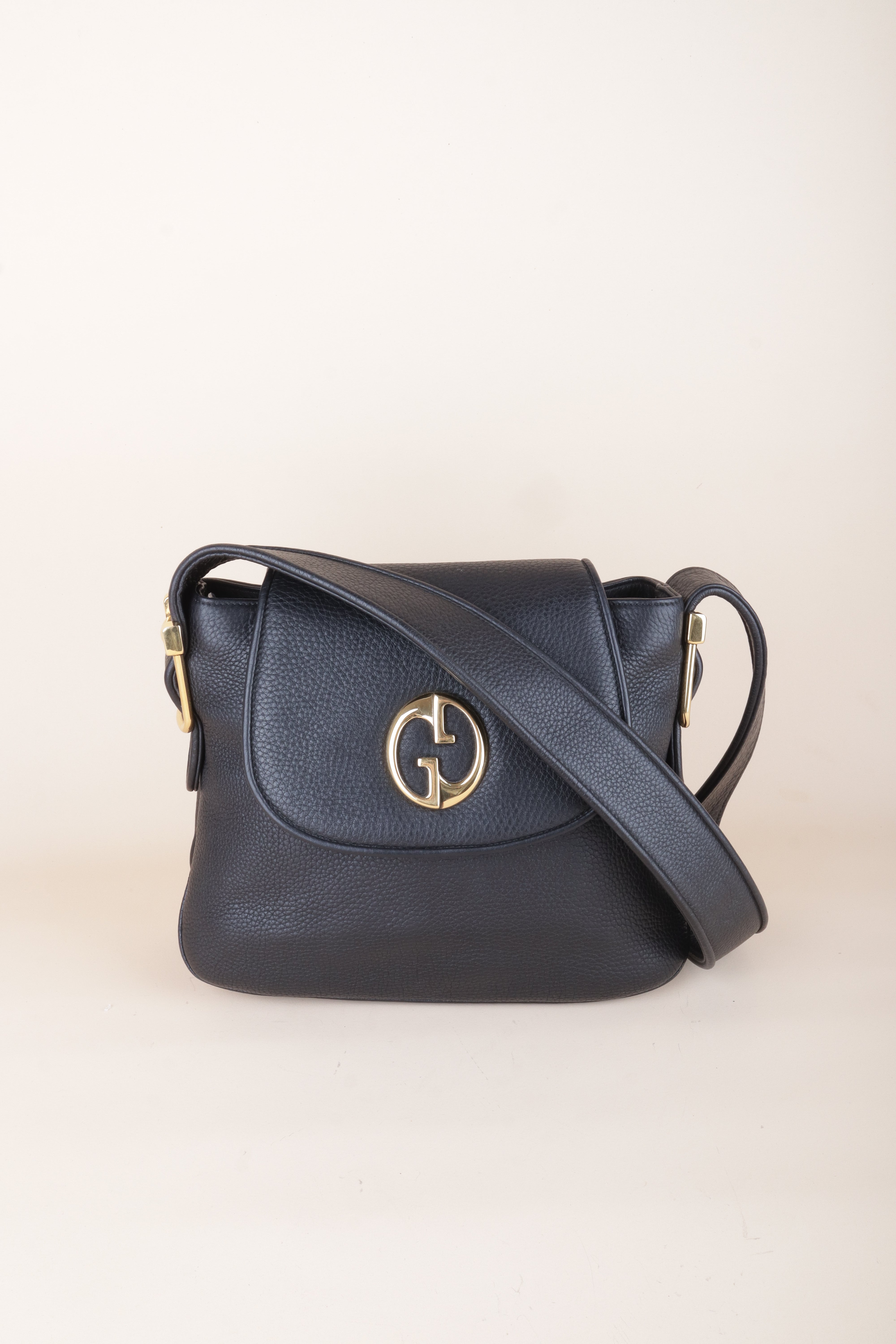 Gucci Black Pebbled 1973 Medium Bag