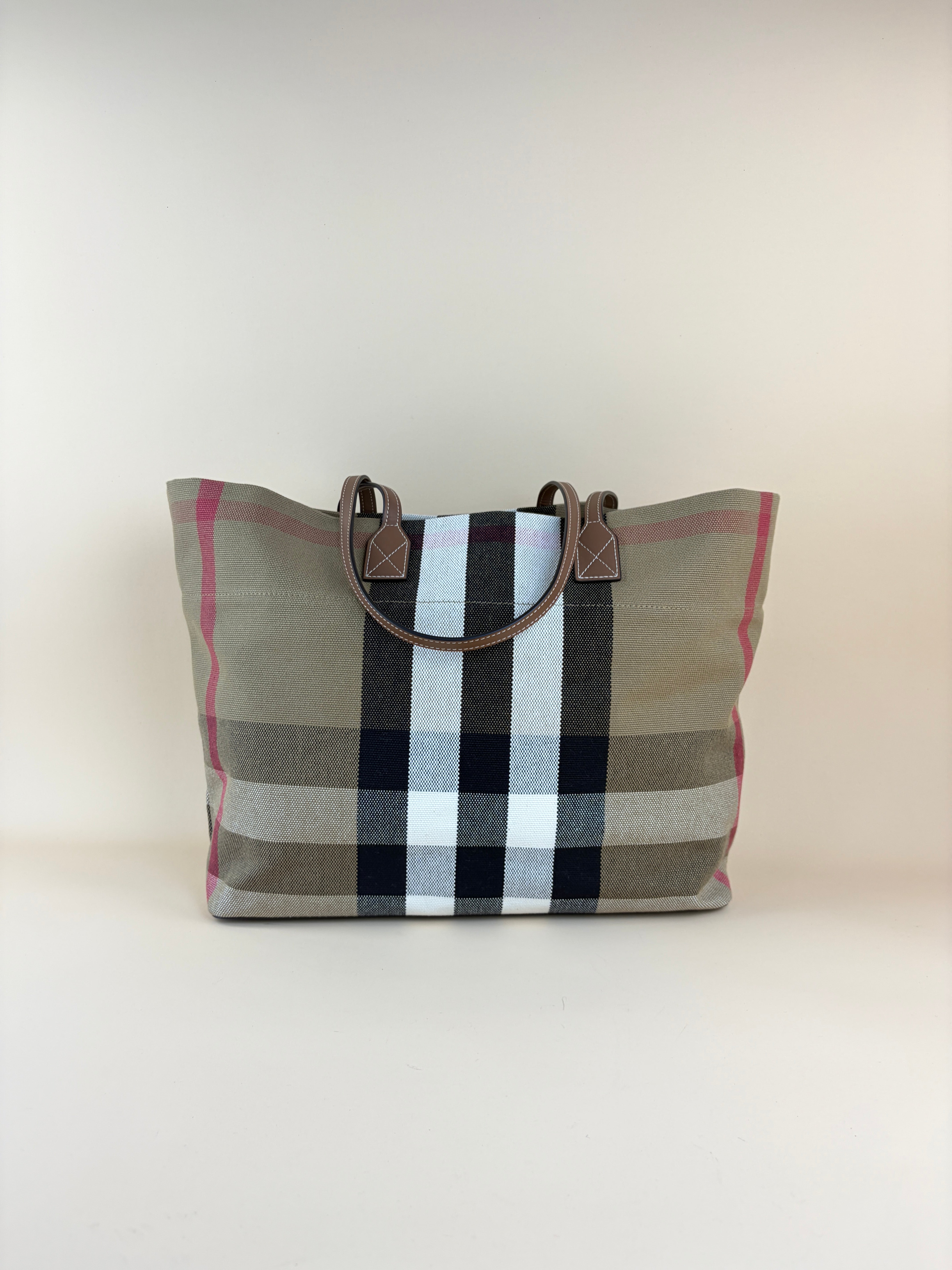 Burberry Brown Giant Check Medium London Tote Bag