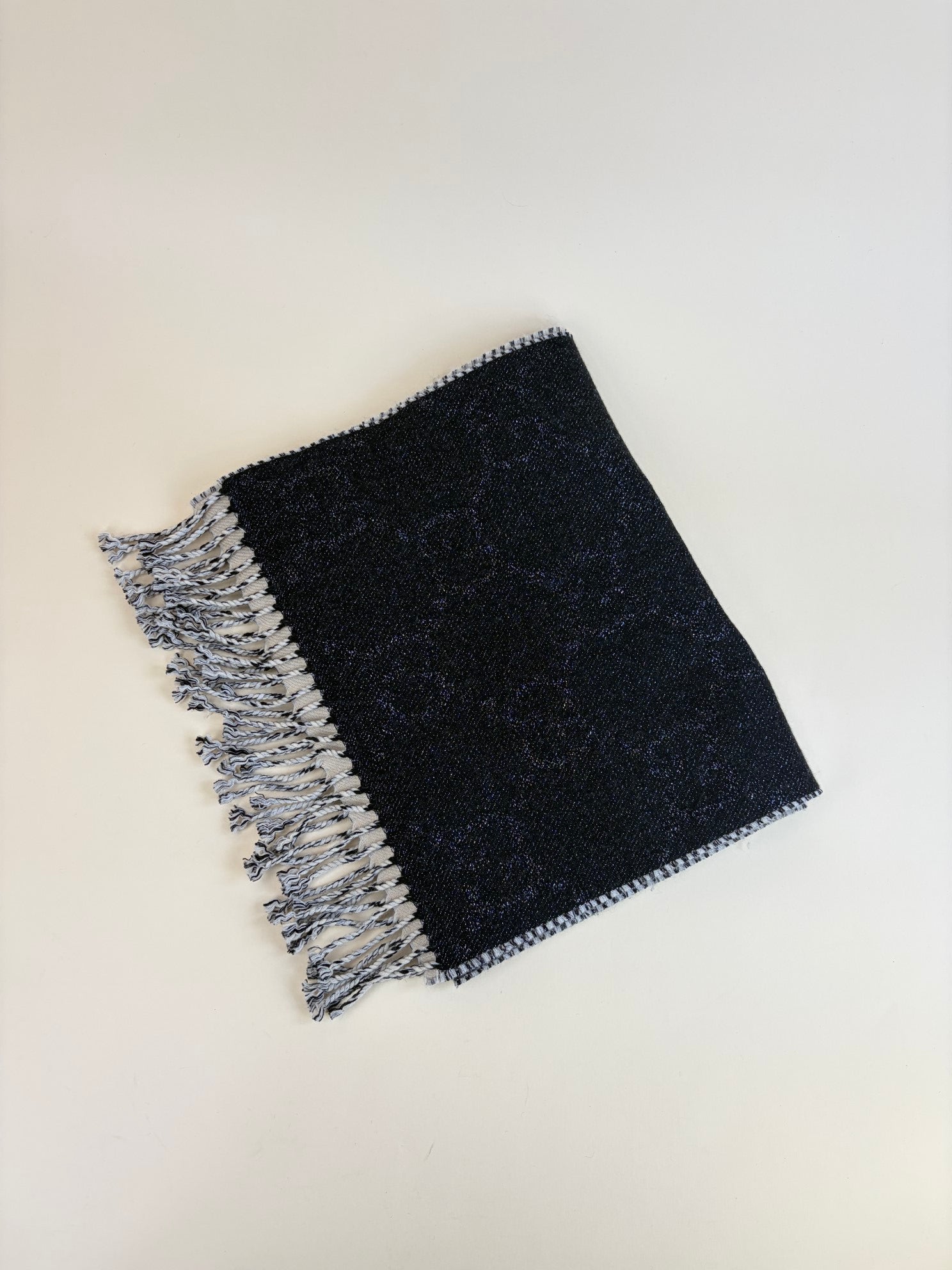 GUCCI gg shiny wool scarf black/beige reverse