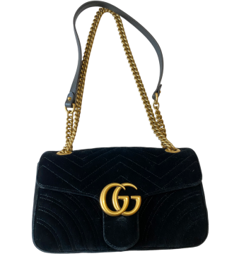 Gucci Black Velvet Marmont Small Bag