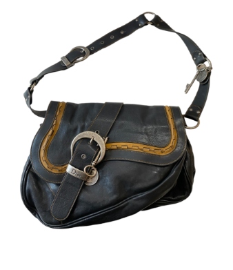 Christian Dior Black Vintage Saddle Bag