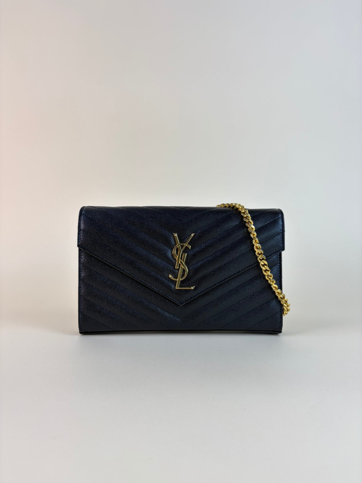 YSL Black Cassandre Wallet on Chain