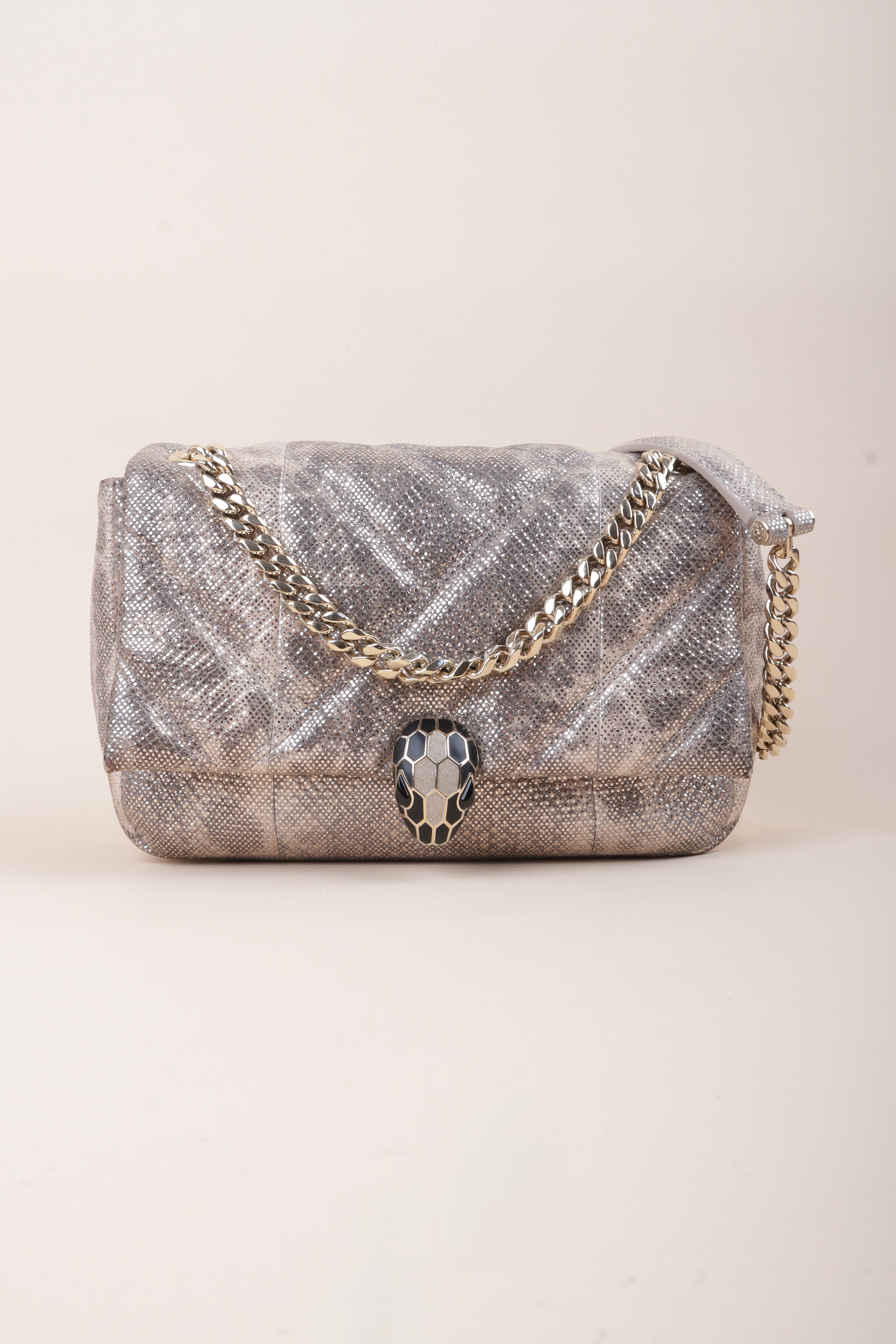 Bvlgari Metallic Milky Opal Serpentis Cabochon Shoulder Bag