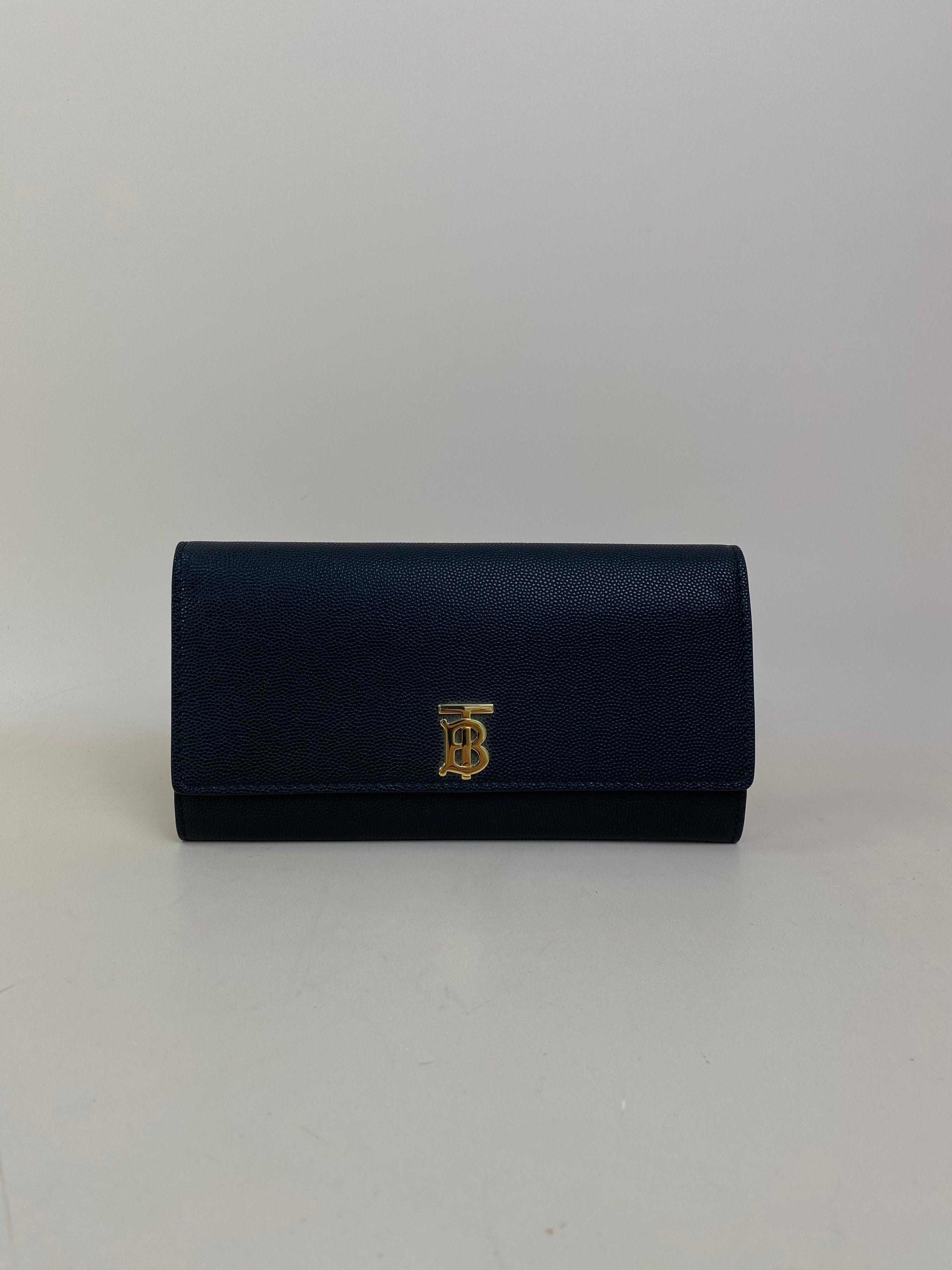 Burberry Black TB Flap Long Wallet