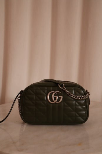 Gucci Dark Green Marmont Camera Small Bag