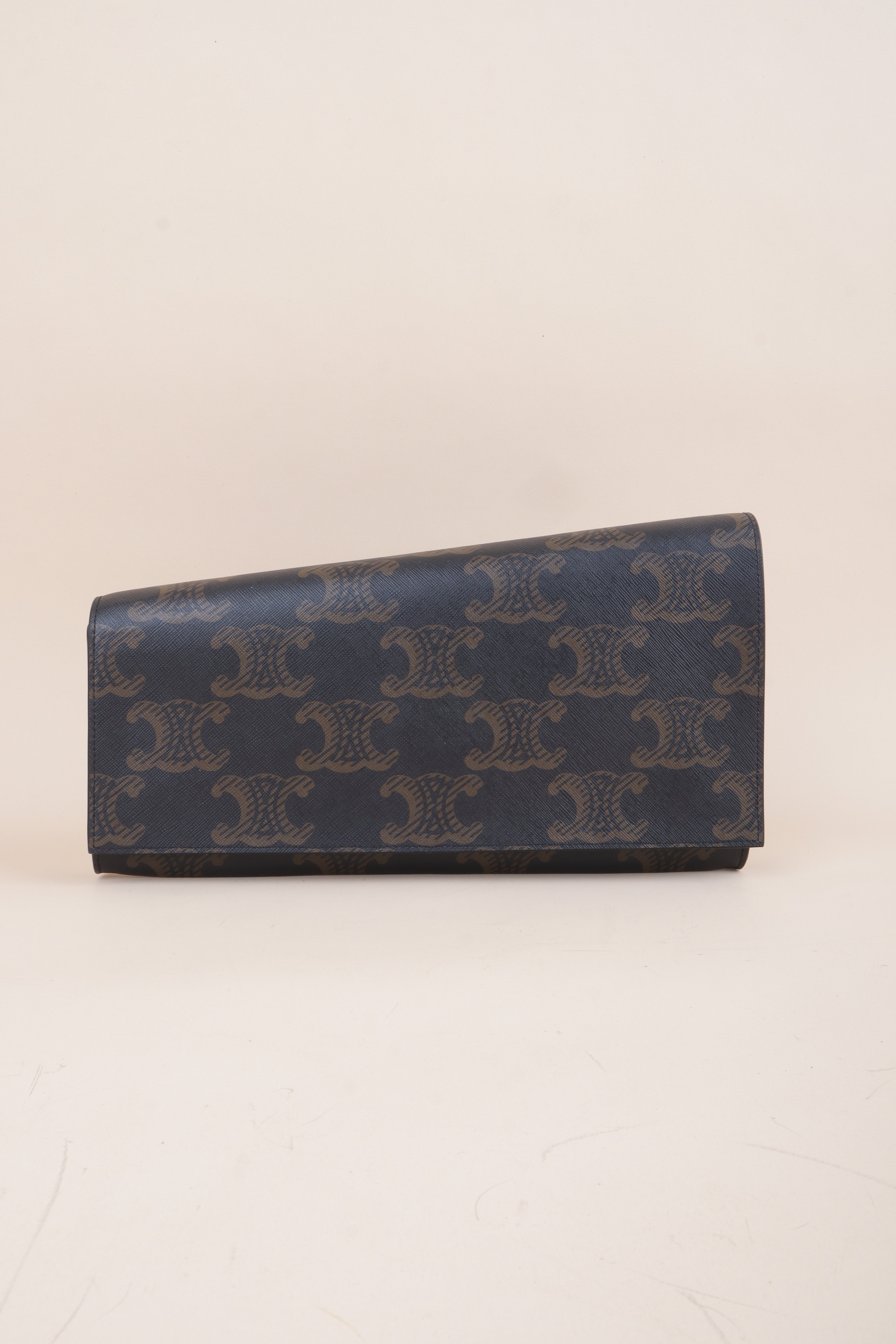 Celine Dark Brown Triomphe Asymmetric Clutch