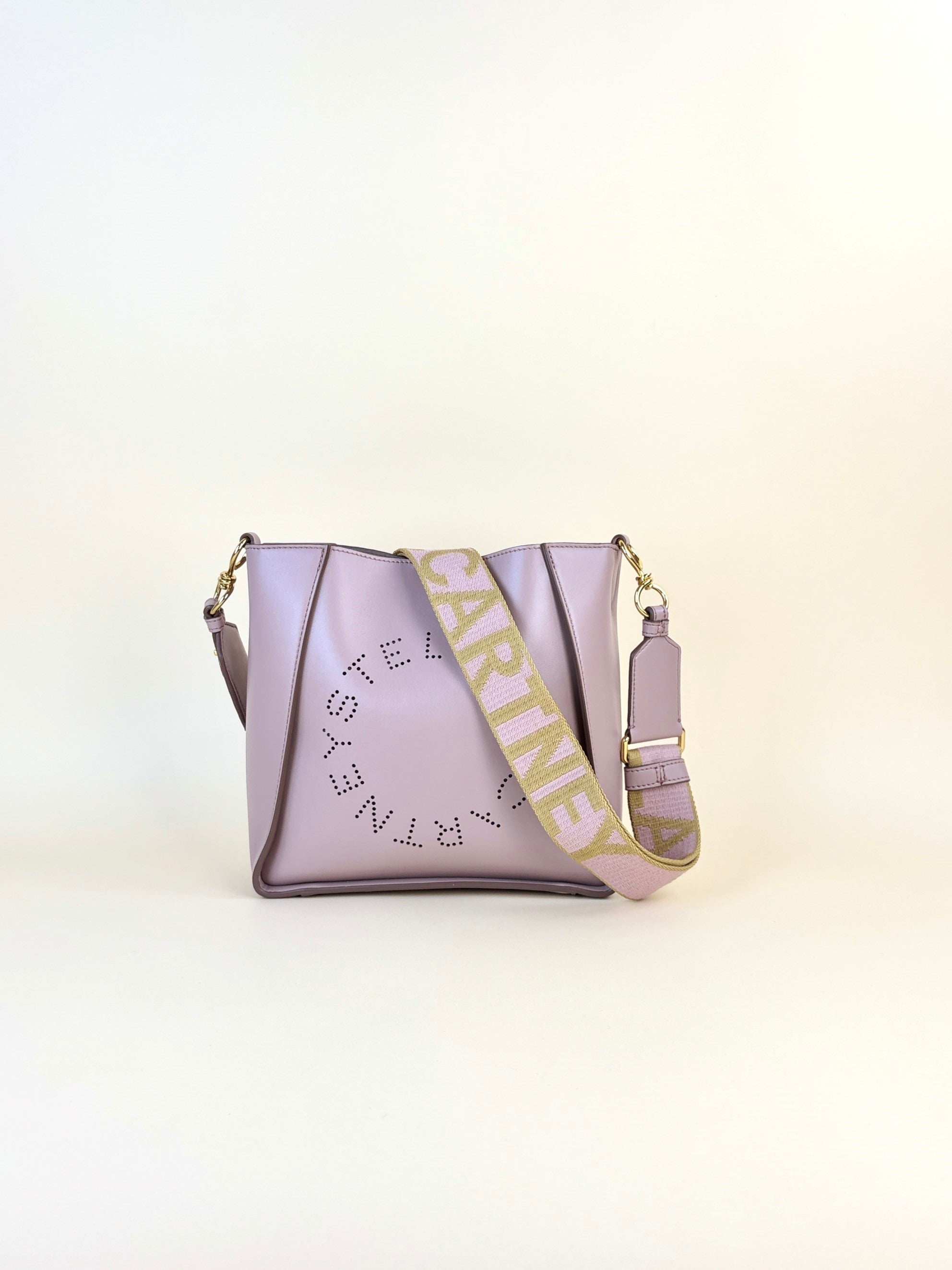 Stella Mccartney Powder Pink Nappa Logo Square Crossbody Bag