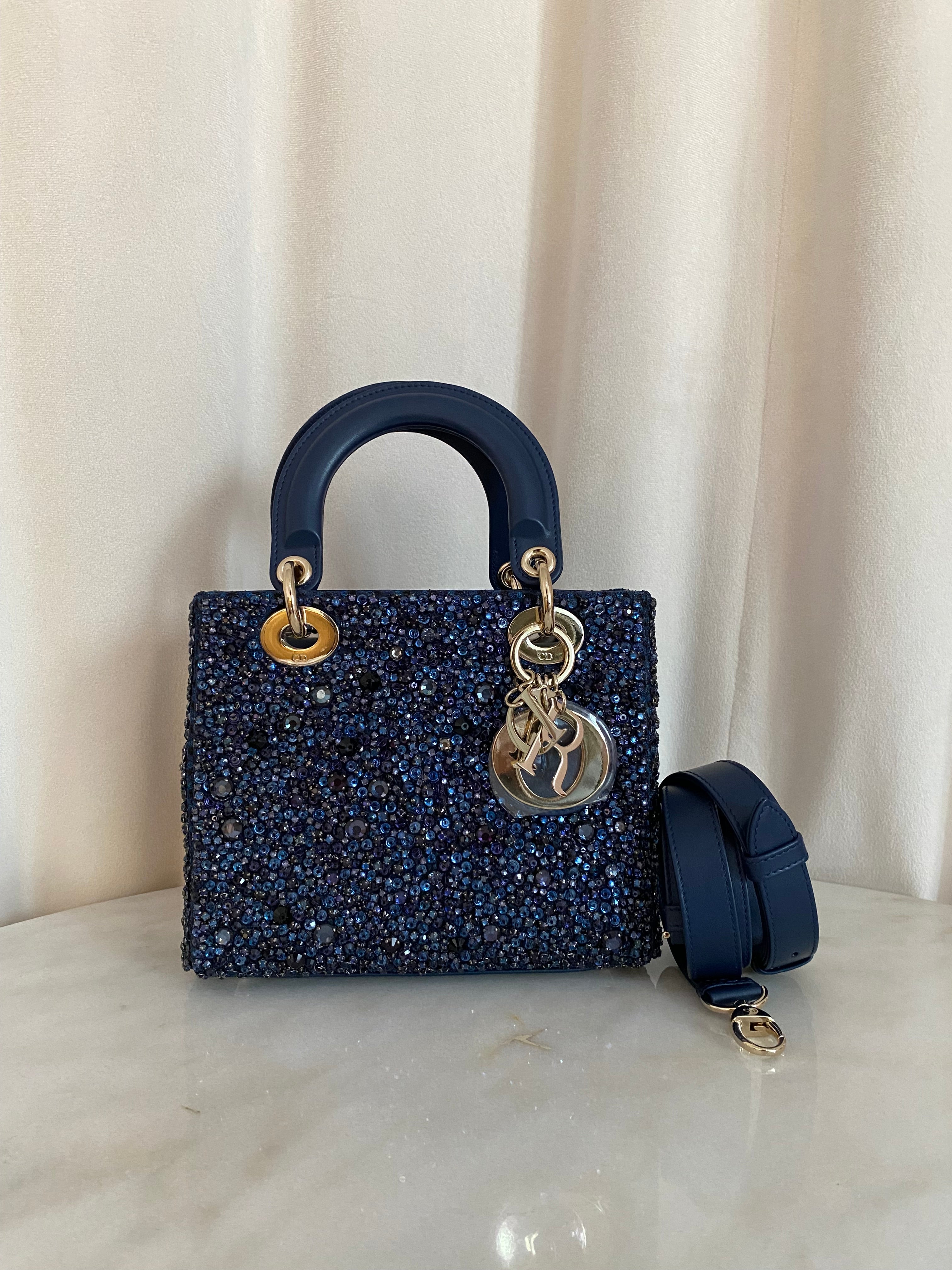 Christian Dior Blue Strass Small Lady Dior Bag