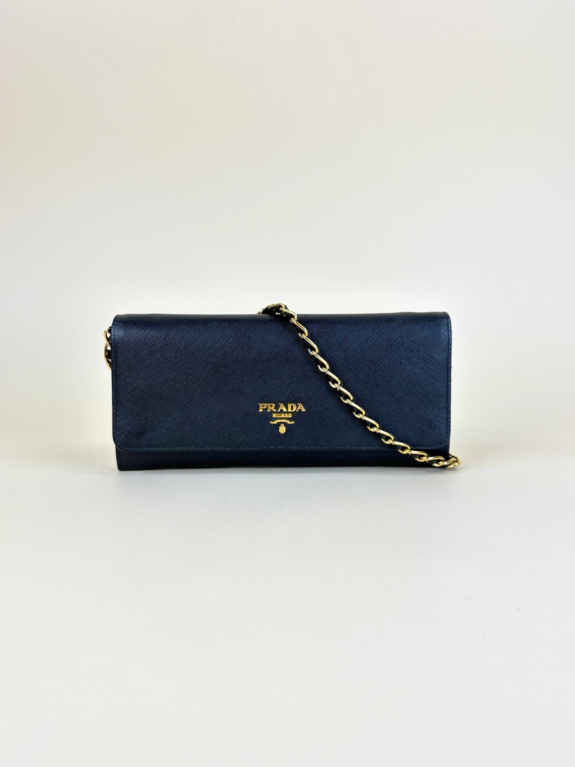 Prada Black Wallet On Chain Clutch Bag