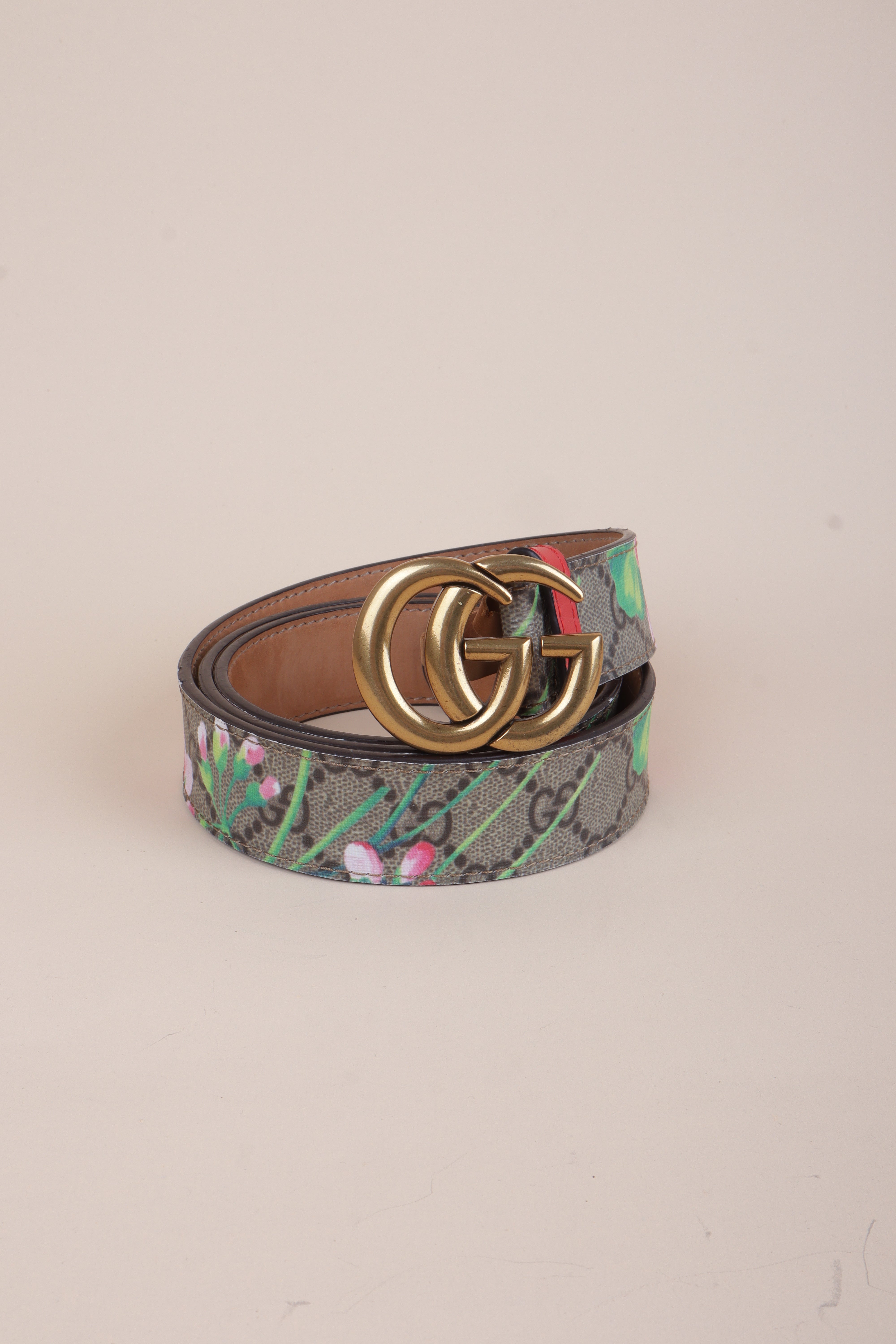 Gucci Bicolor Double G Blooms Print Belt