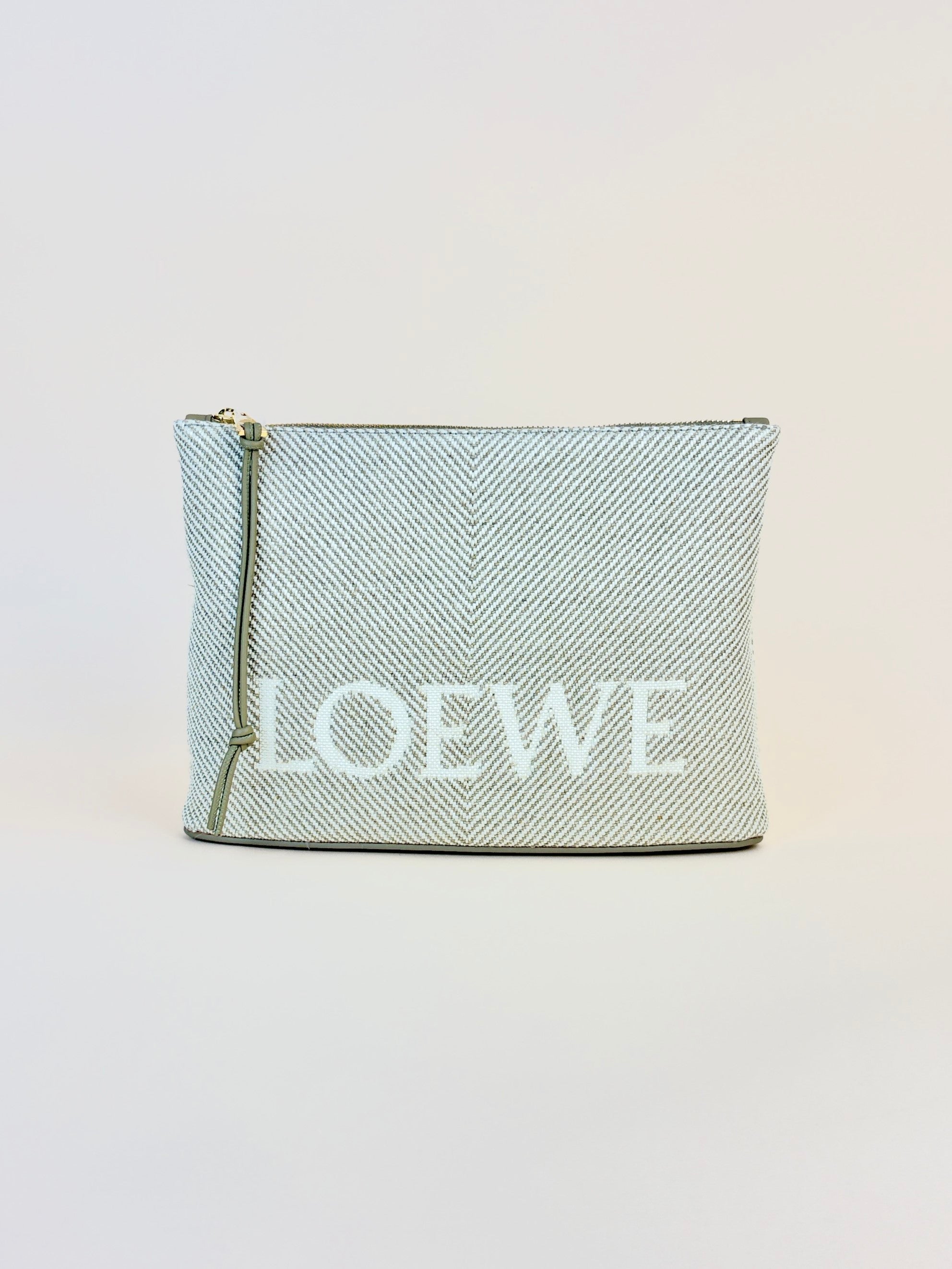 Loewe beige jacquard canvas oblong pouch