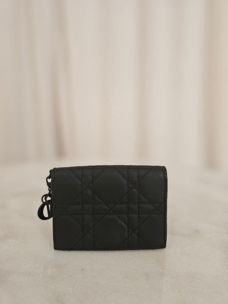 Christian Dior Black Lady Dior Mini Wallet