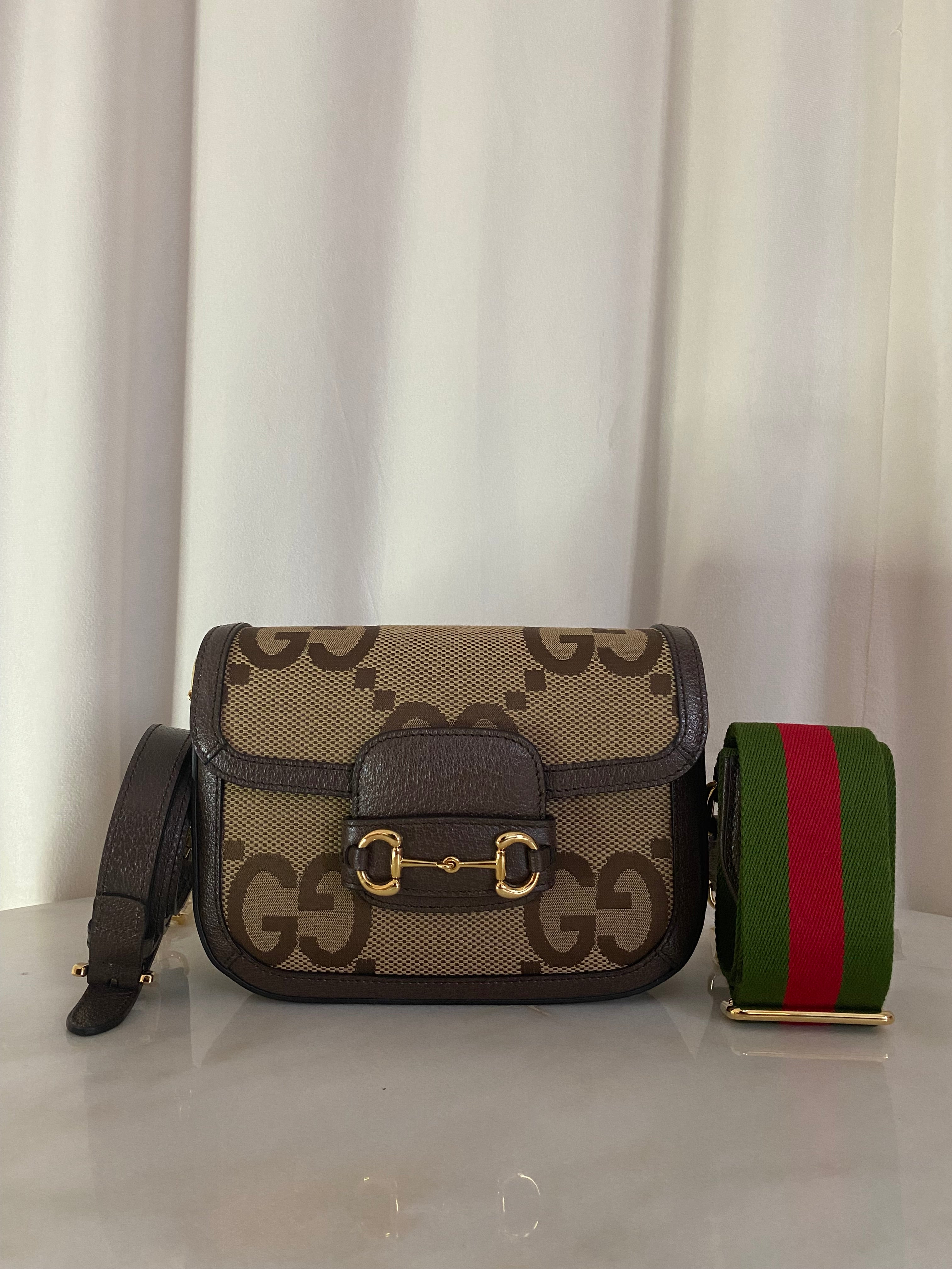 Gucci Bicolor GG Horsebit 1955 Mini Jumbo Bag