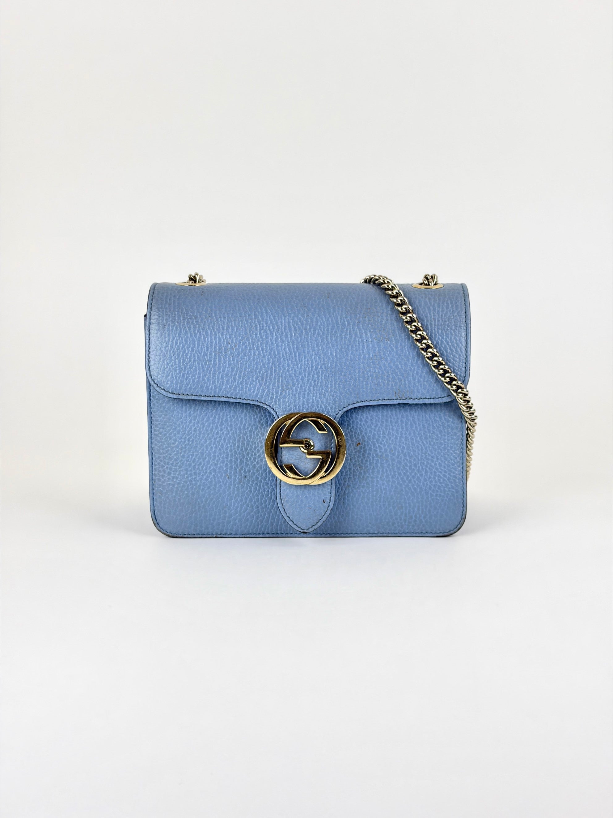 Gucci light blue dollar calfskin small Interlocking GG Bag